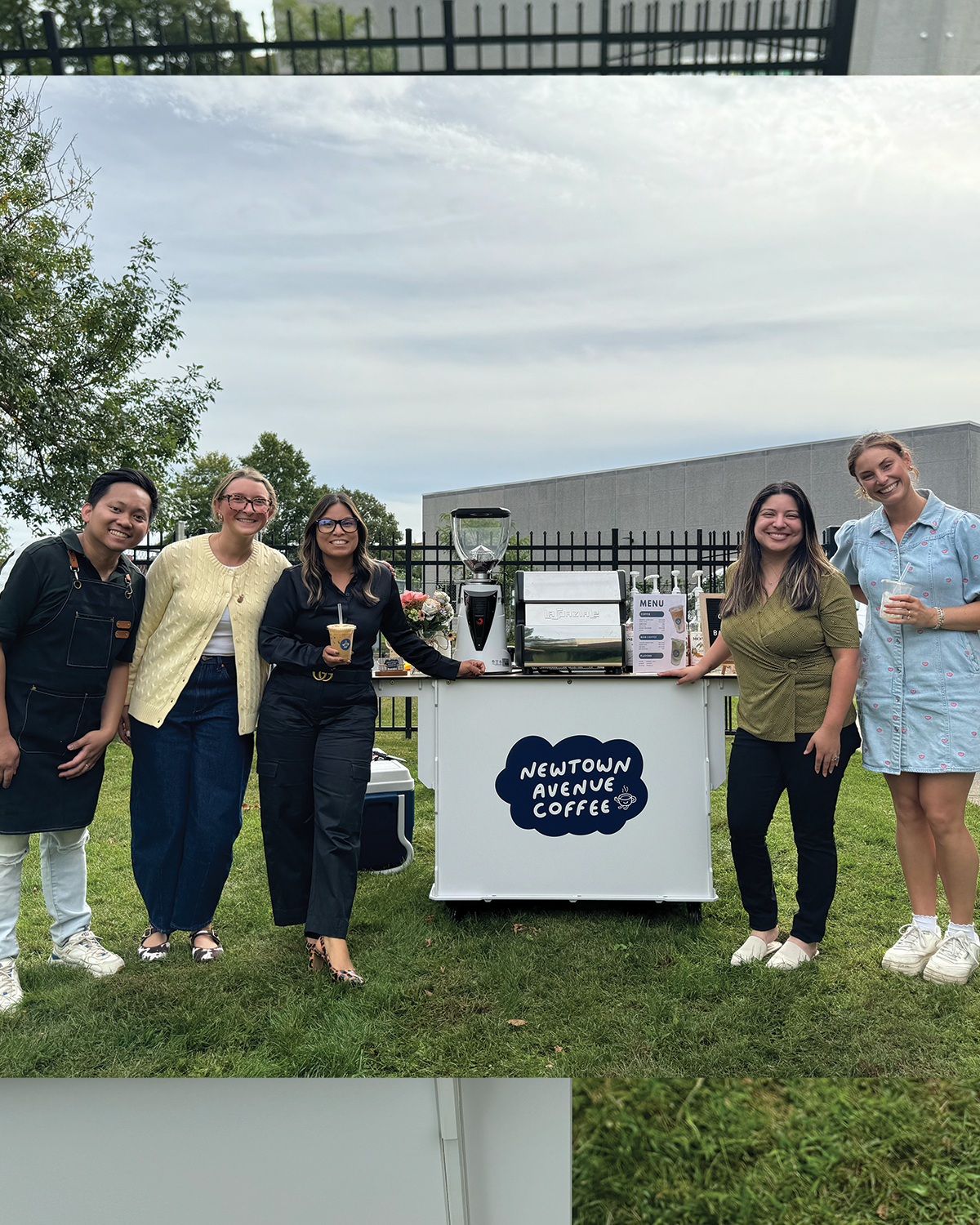 A group of employees enjoying their drinks for a corporate event with an espresso bar in NYC