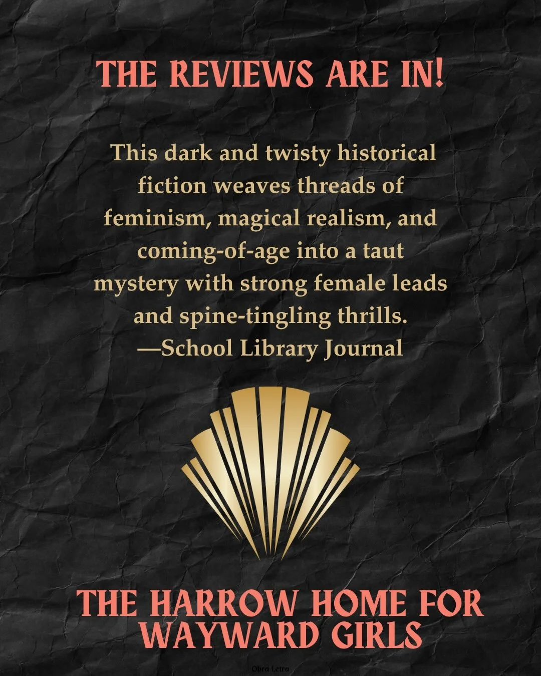 HARROW got another wonderful, thoughtful review from School Library Journal! Thank you, reviewer Amelia! I&rsquo;m so excited that the egalley is making its way into the world. 2.5 more months till publication!