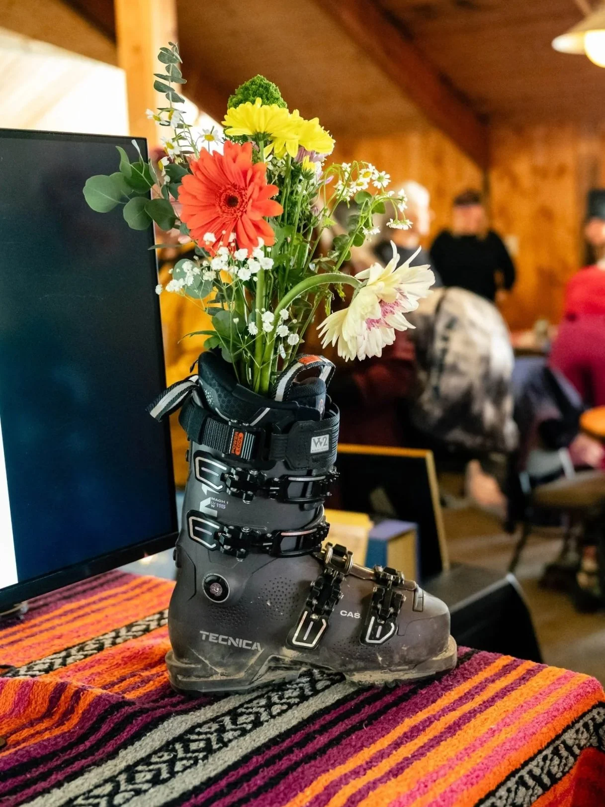 Ski Boot with Flowers