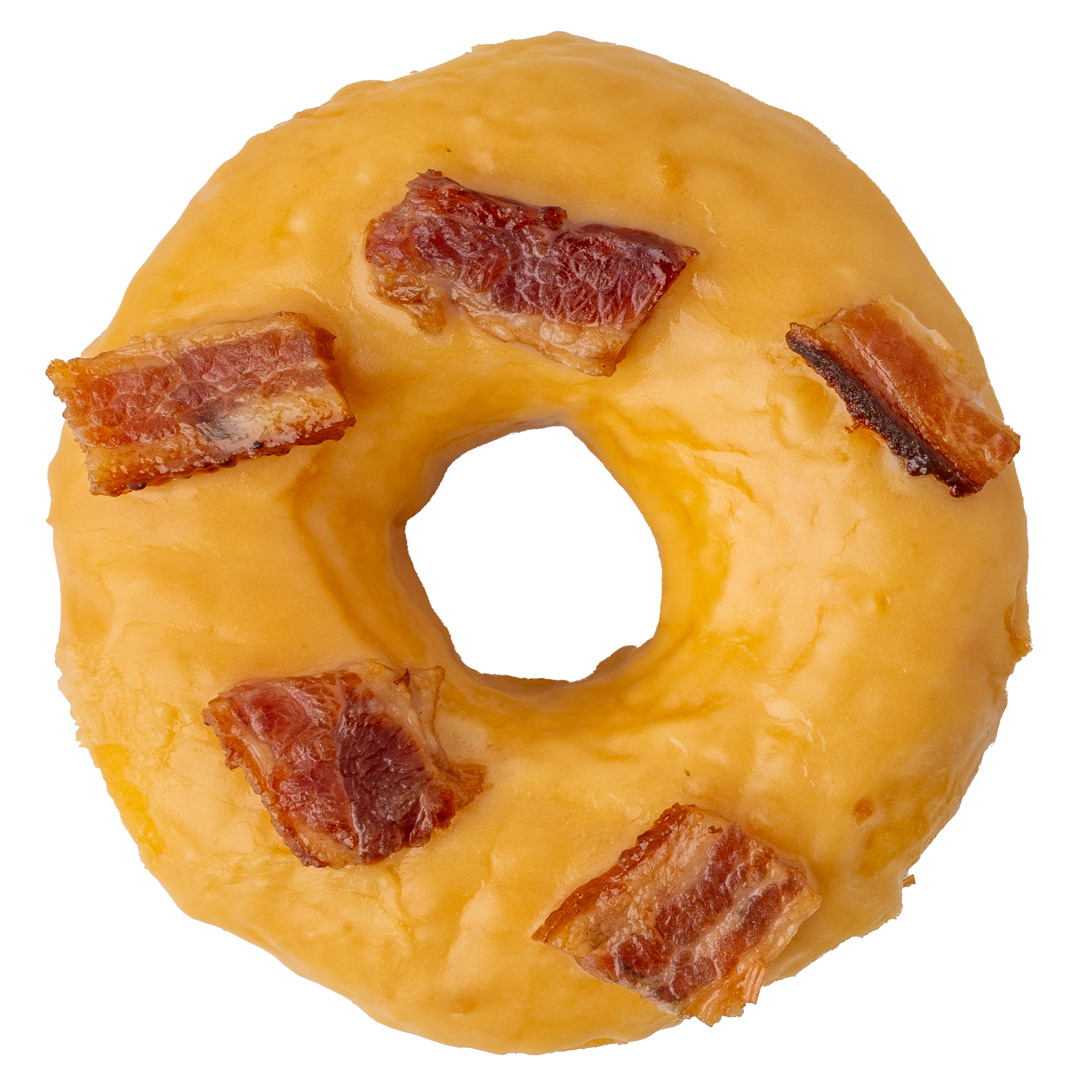 maple pig donut with maple glaze and candied bacon