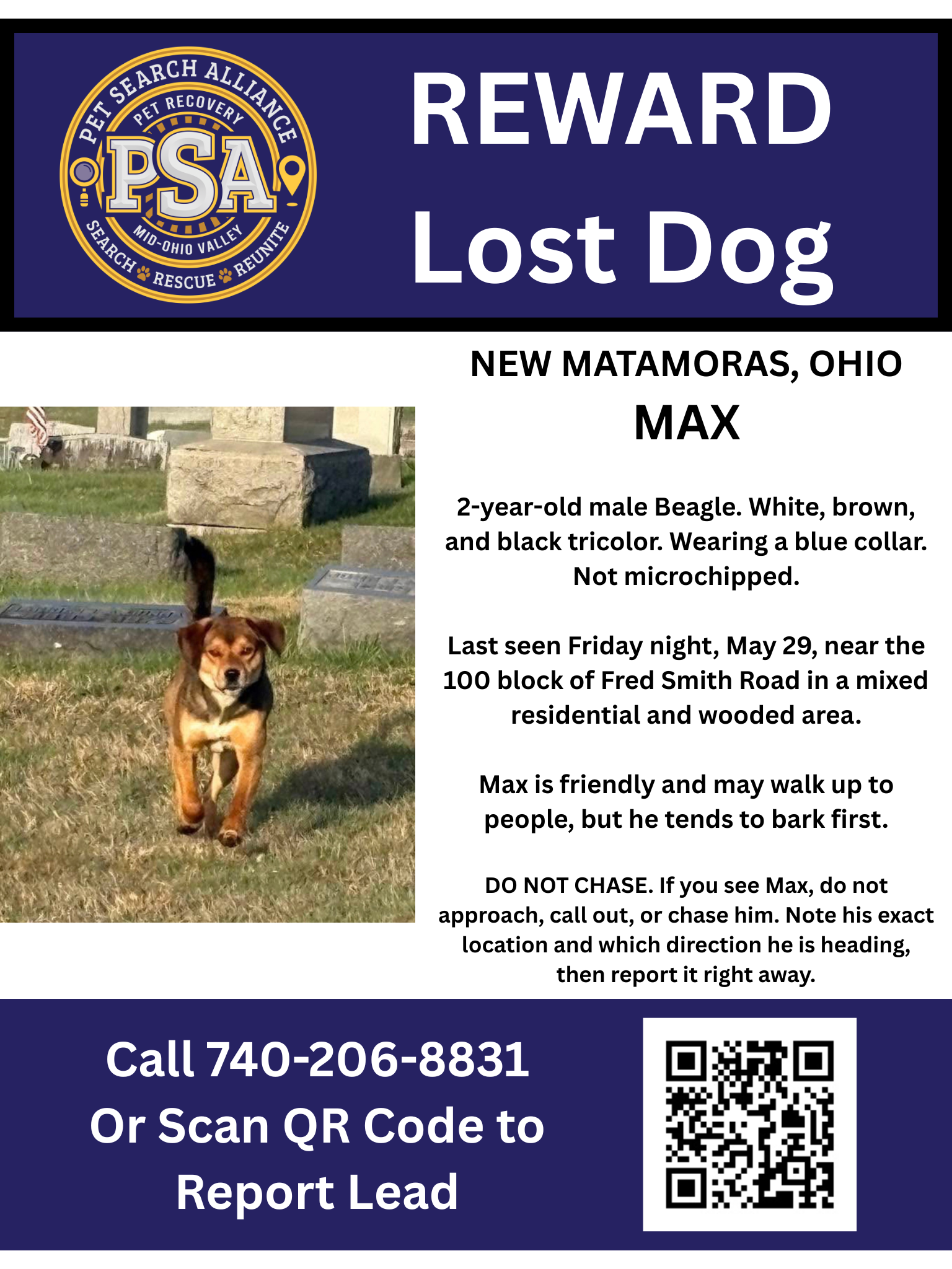 Max.. Recovered from New Matamoras OH