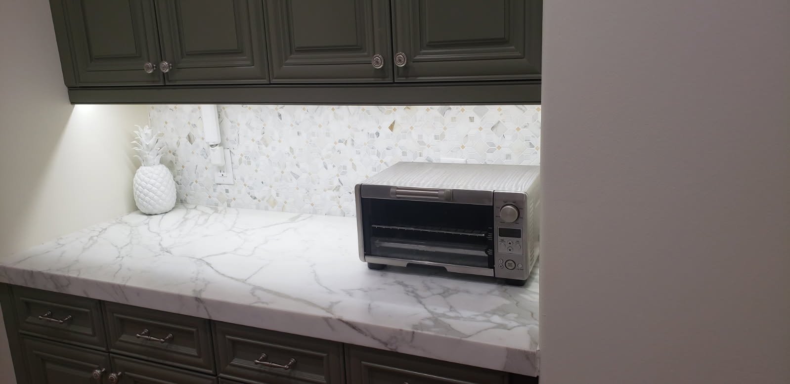 Butler's pantry with LED lighting added by us!