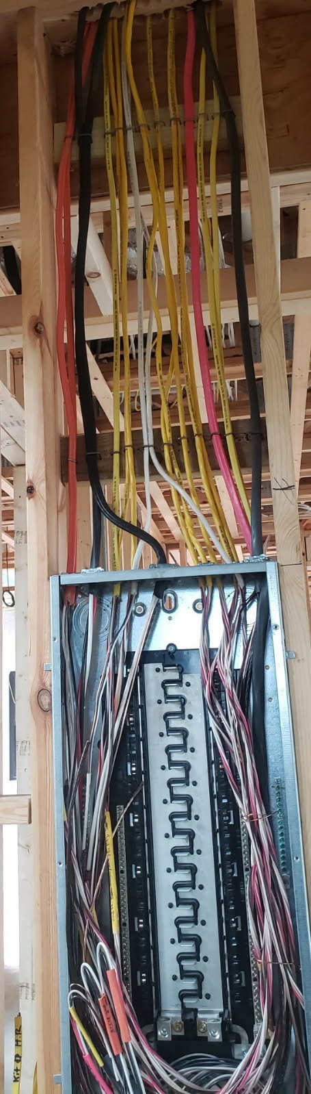 A brand new construction electrical panel with electrical wiring to perfection!