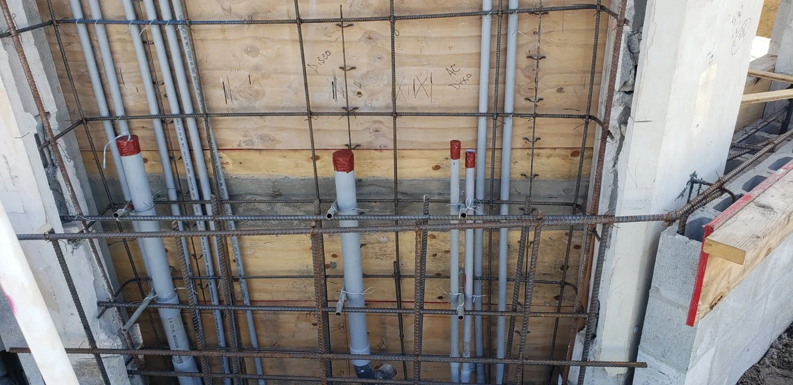 Pipe work for electrical panel, disconnects, and meter in a commercial building done by Anthony!