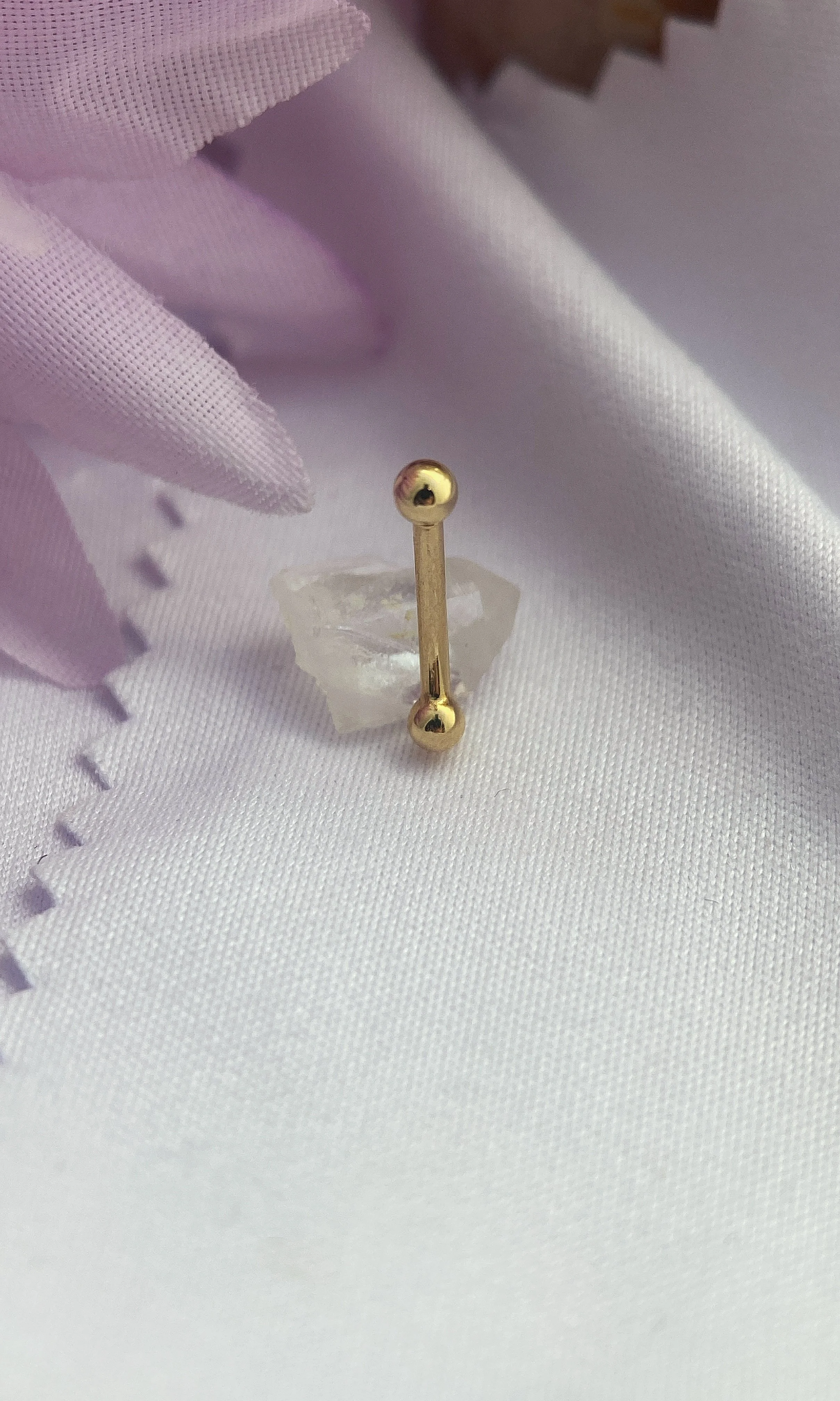 BVLA 14k Gold Bead Curved Barbell