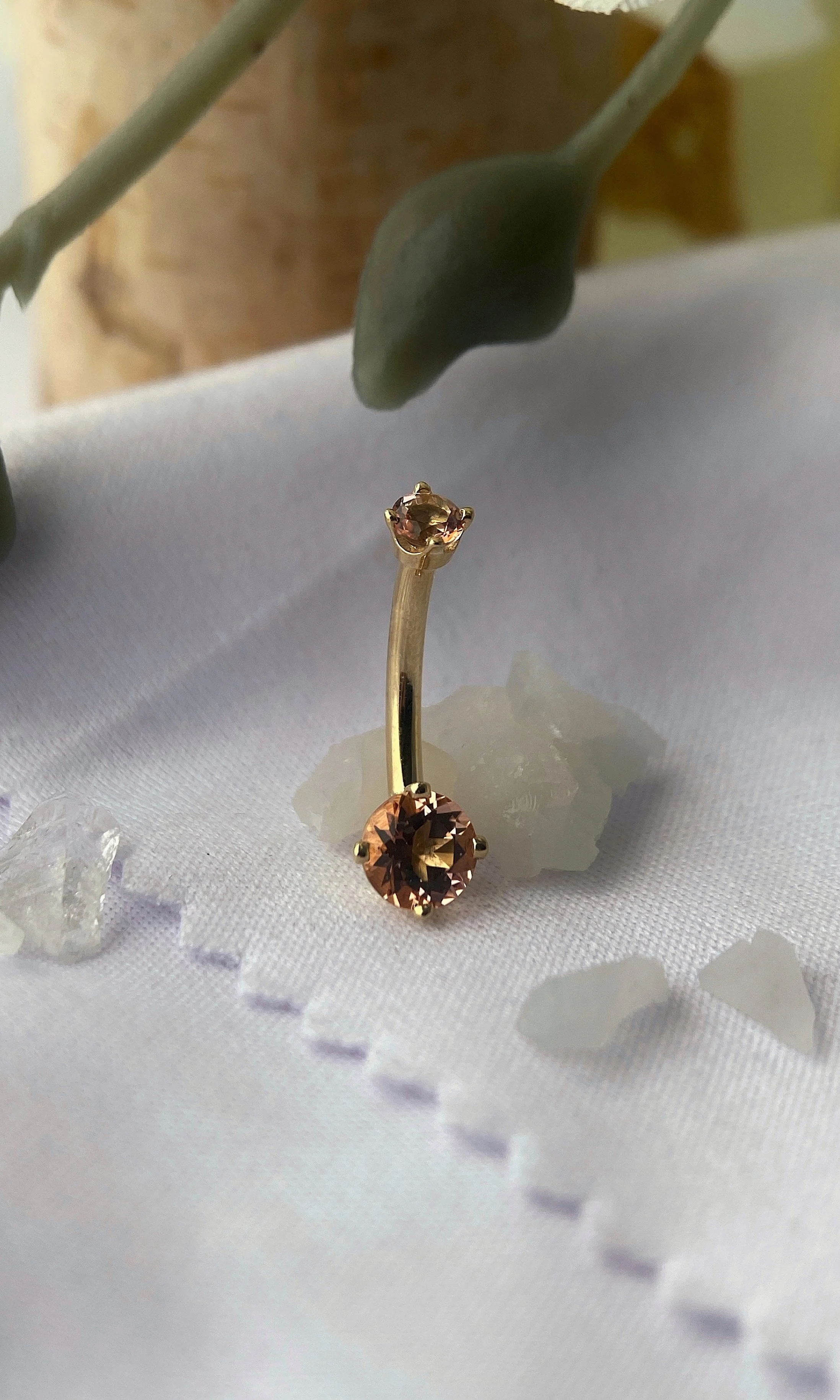 BVLA 14k Gold Prong Set Navel Bar