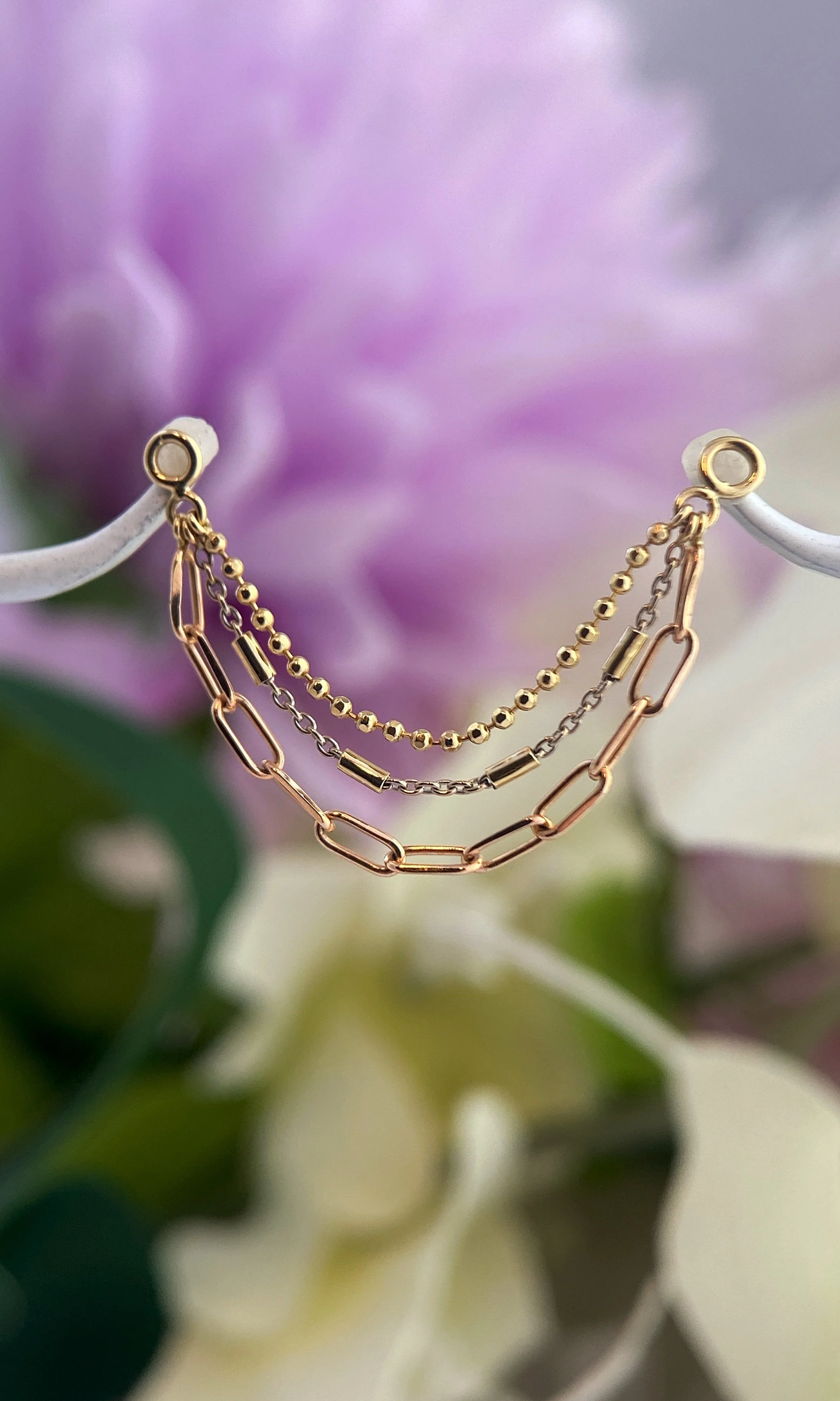 BVLA 14k Gold Aylin Tri Tone Graduated Triple Chain