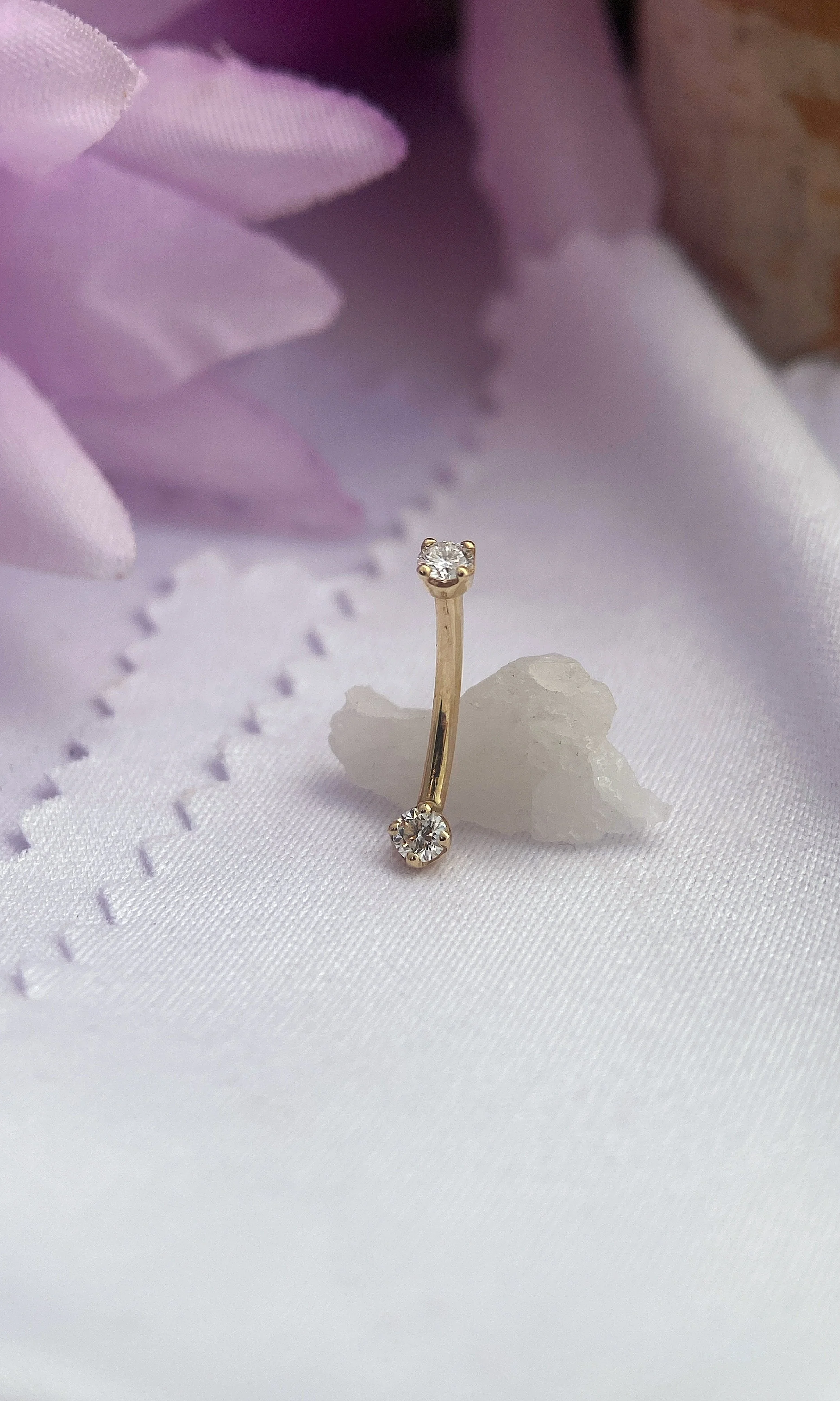 BVLA 14k Gold Diamond Curved Barbell