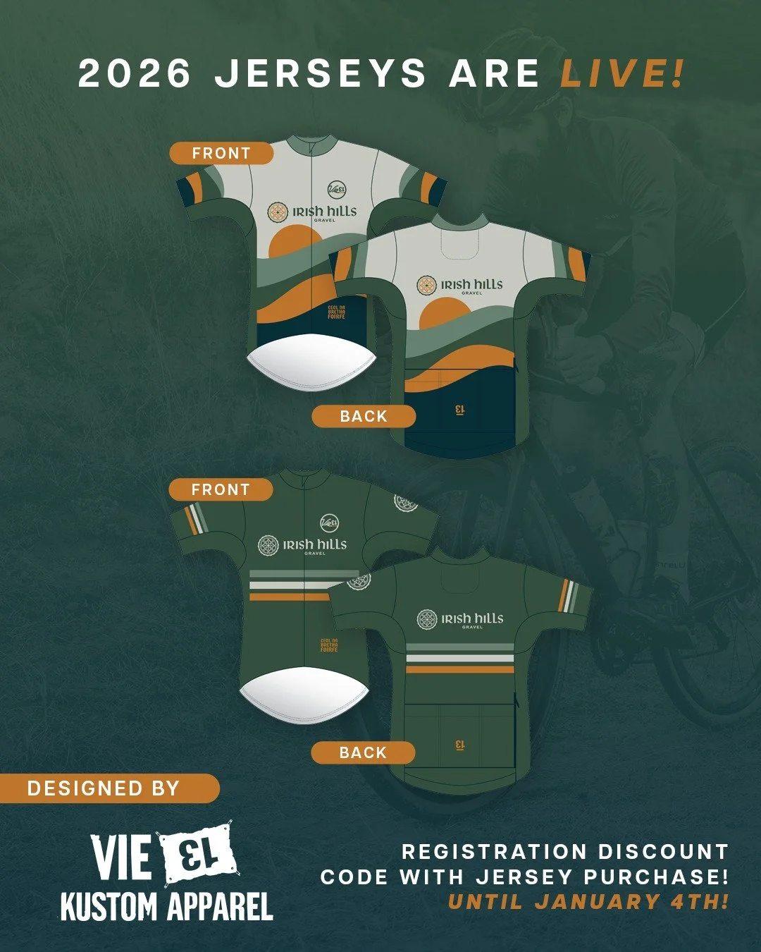 🎄 Holiday gift idea for the gravel lover in your life 🎄

Still need a last-minute gift? Irish Hills Gravel jerseys are available now &mdash; and they come with a bonus.

With every jersey purchase, you&rsquo;ll receive a one-time entry code for the