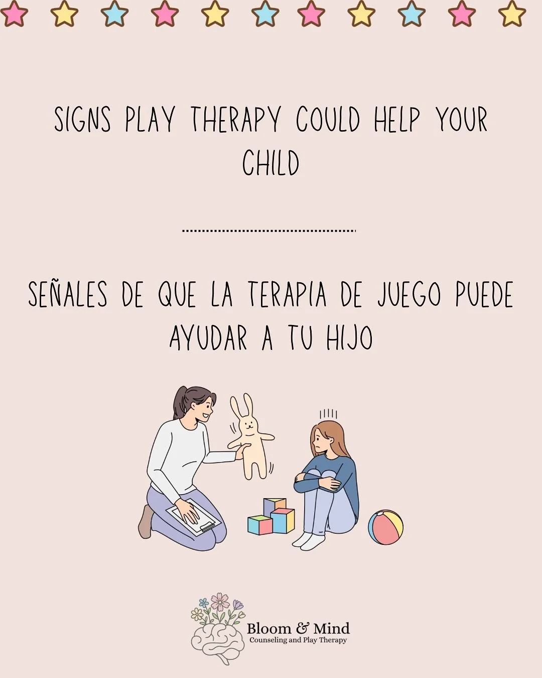 Signs play therapy could help your child: changes in mood, big emotions, trouble with peers, or low self-esteem. Play therapy gives children a safe space to heal and grow. 🌱💛

✨ 
Se&ntilde;ales de que la terapia de juego podr&iacute;a ayudar a tu h