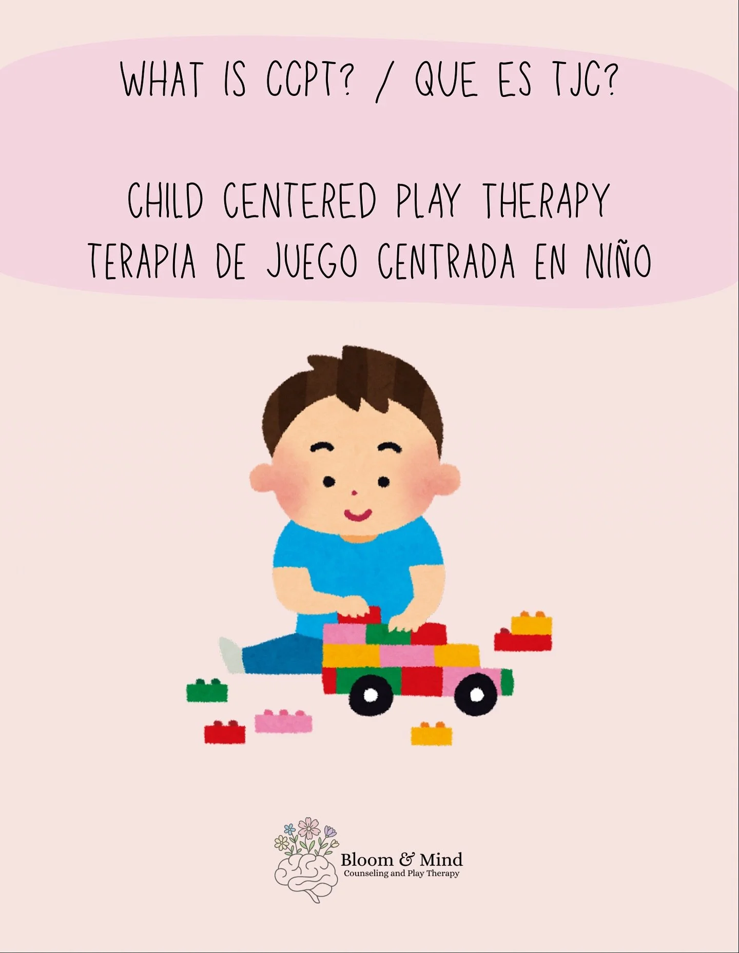 Child-Centered Play Therapy (CCPT) allows children to express themselves through play &mdash; their natural language. In the playroom, they lead the way while the therapist creates a safe, accepting space for healing and growth.

La Terapia de Juego 