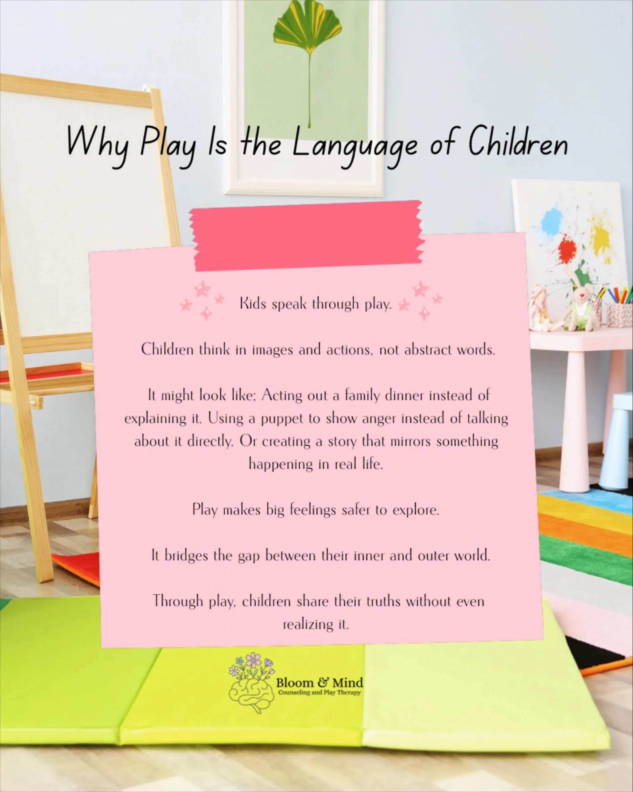 Play is the language of children. 🧸
It&rsquo;s how they communicate unmet needs, big feelings, fears, and hopes long before they have the words.
In the playroom, toys become their words and play becomes their story &mdash; and through it, healing be