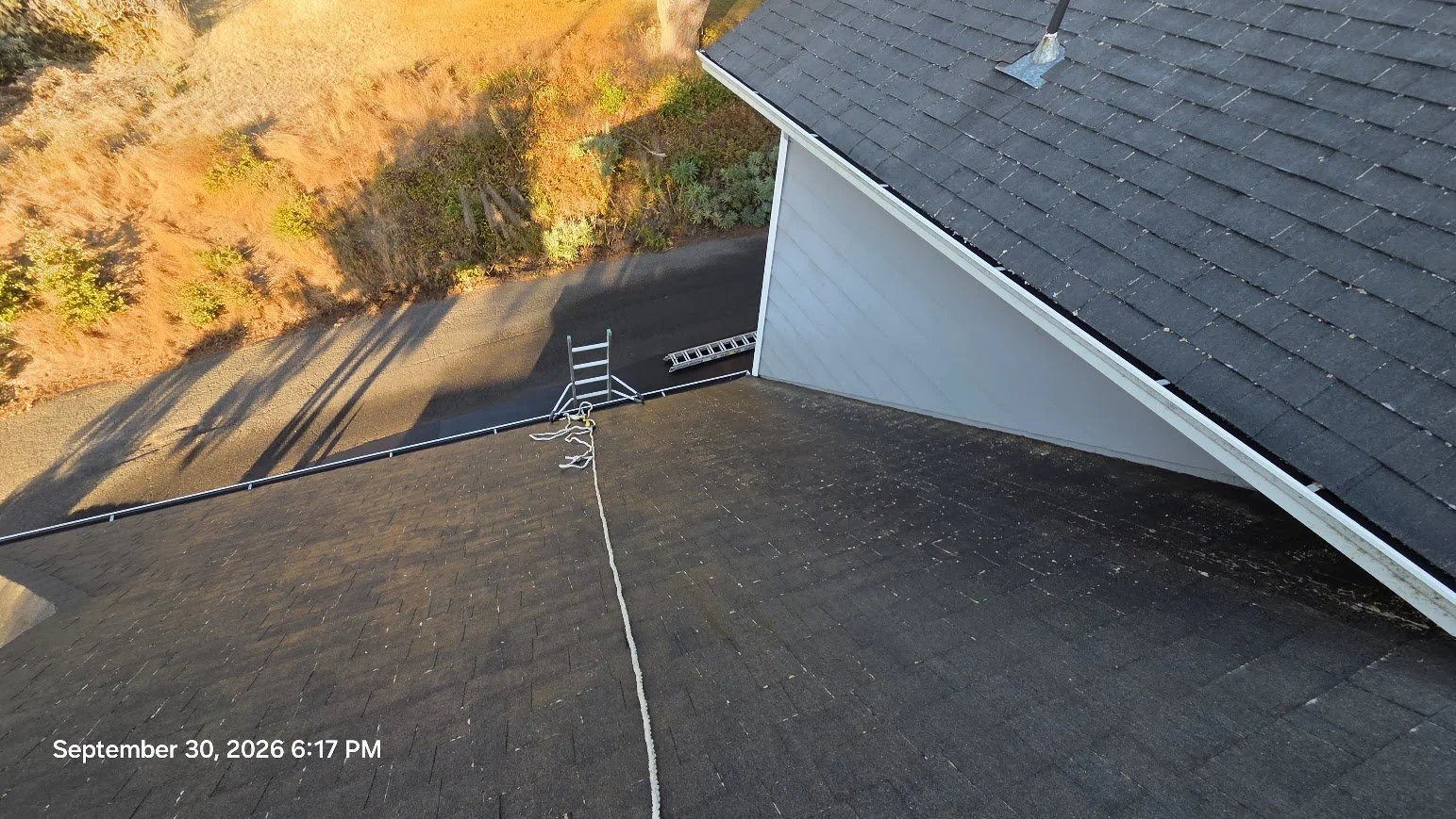 The same section after moss removal and cleanup. Once the visible growth was removed, we applied a moss treatment across the roof to help inhibit regrowth