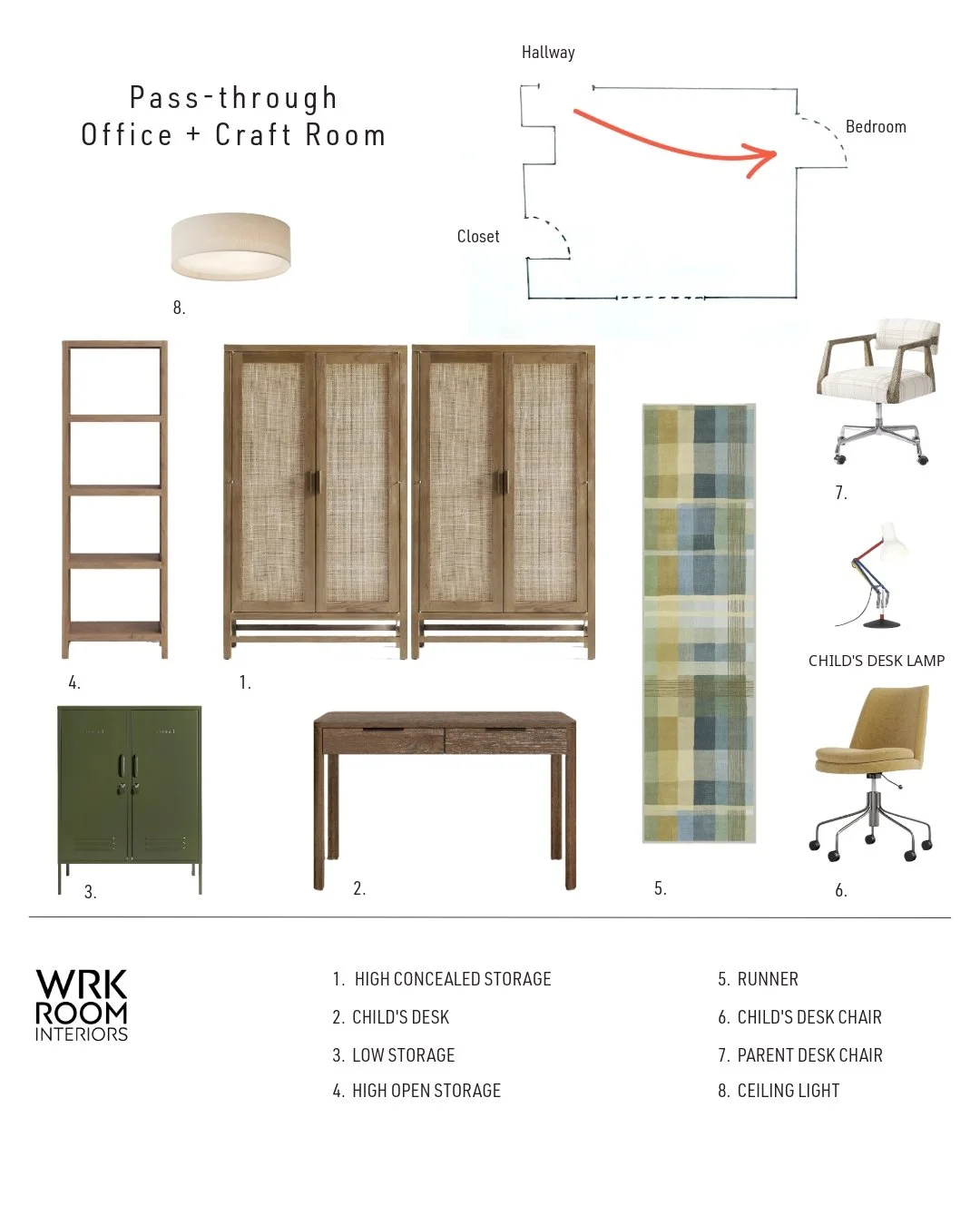 Recently we helped with what we call a 'pass-through' space. Common in older New England homes, a pass-through space is a room used/ passed-through to access a bedroom.  For our client this room served as a home office and craft space for their child