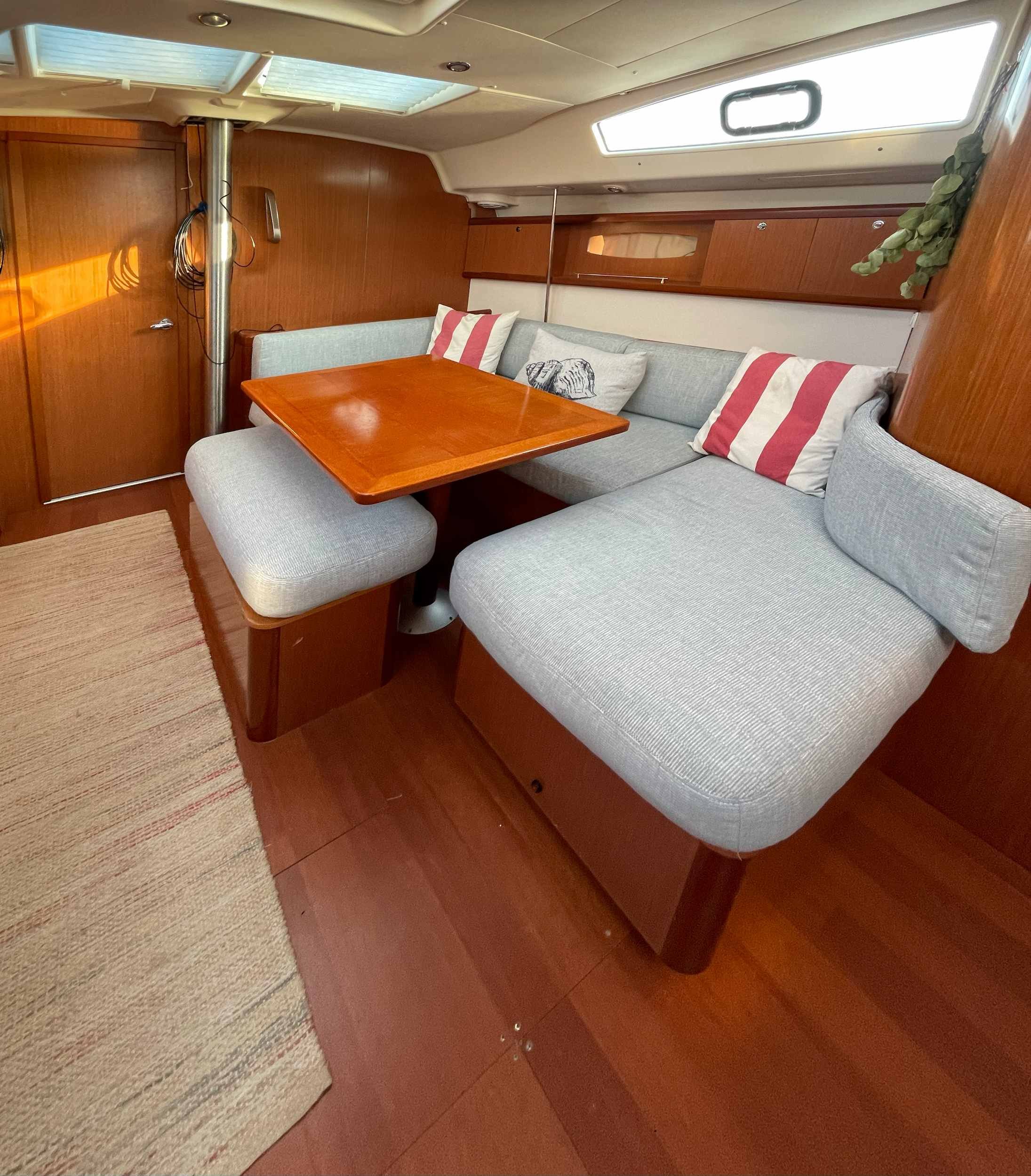 We can specify and assist with boat interiors including fabric selections that will stand up to the wear and tear on a boat. This particular fabric is hardy enough to be bleach cleanable while maintaining a soft, comfortable feel.
