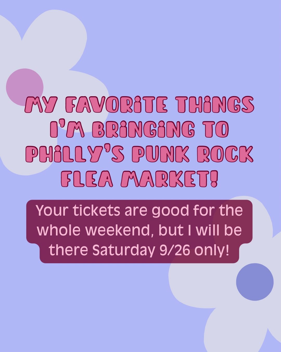 I cannot wait to see everyone this Saturday at Philly Punk Rock Flea Market! This is just a taste of what I&rsquo;ll have with me. Get your tickets TODAY before the price goes up at the door. While I&rsquo;ll only be there Saturday, your ticket gets 
