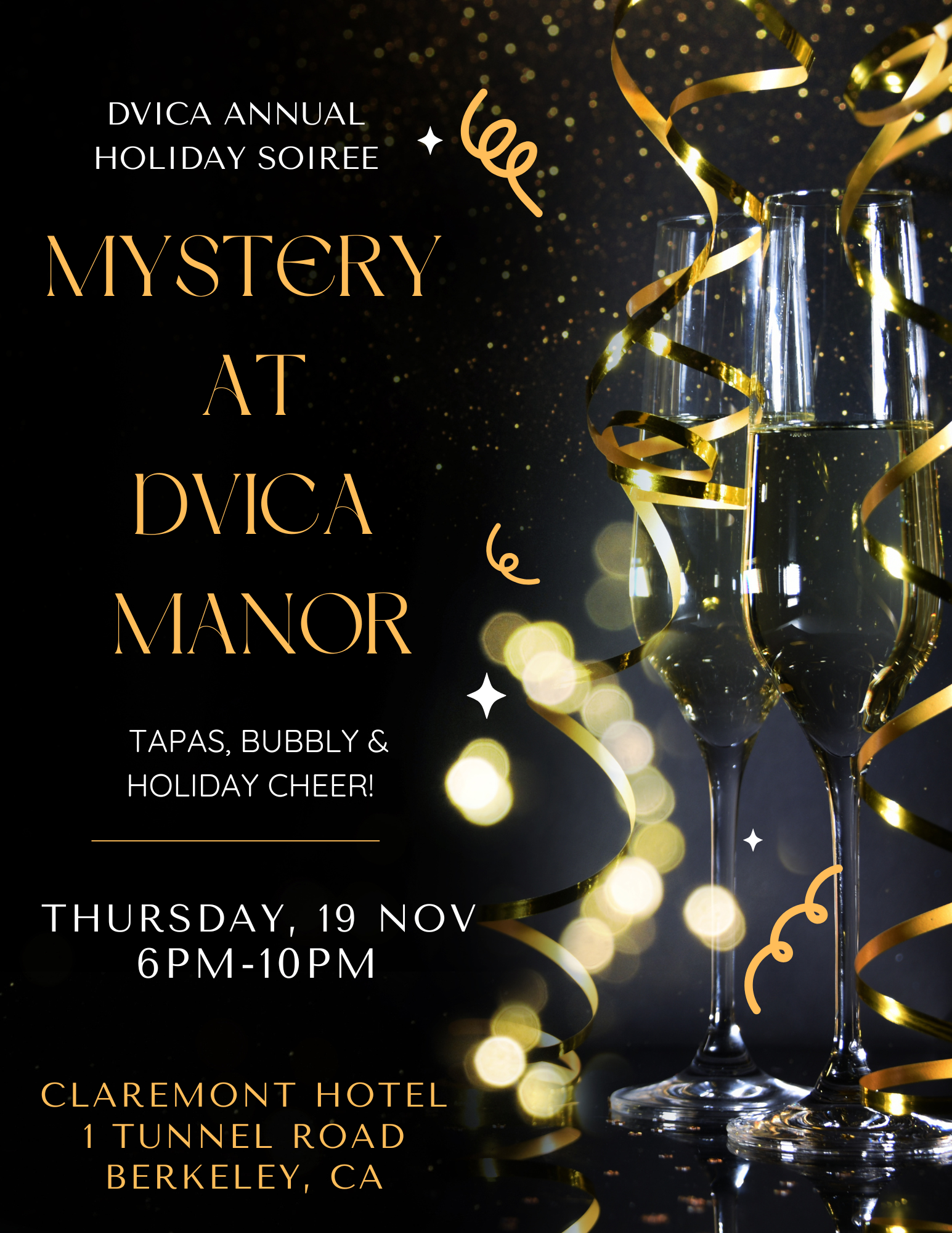 DVICA Annual Holiday Soiree - Mystery at DVICA Manor at the Claremont Hotel, Berkeley