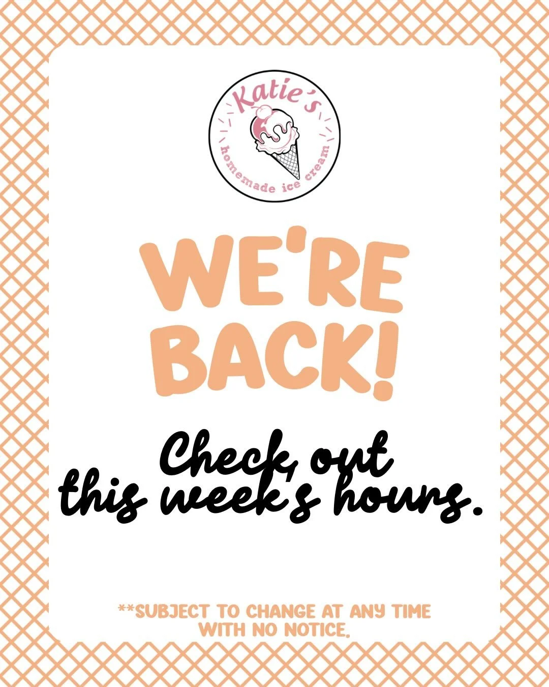 We are soooo back tomorrow. It&rsquo;s return of Katie&rsquo;s.

Doors open at 1pm. We can&rsquo;t wait to see you!

The schedule:
4/18: 1pm-10pm
4/19: 1pm-9pm
4/20-4/24: 4pm-9pm
4/25: 1pm-10pm
4/2: 1pm-9pm