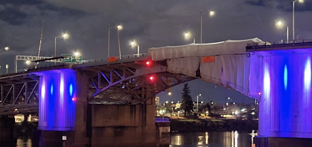 Morrison Bridge Lighting Event with Prevent Child Abuse Oregon