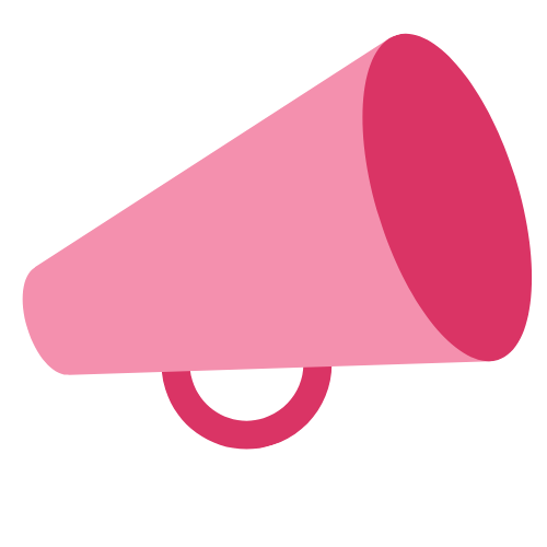 Pink megaphone with a handle.