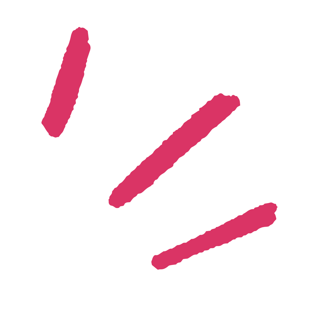 Handwritten pink check marks on a black background.