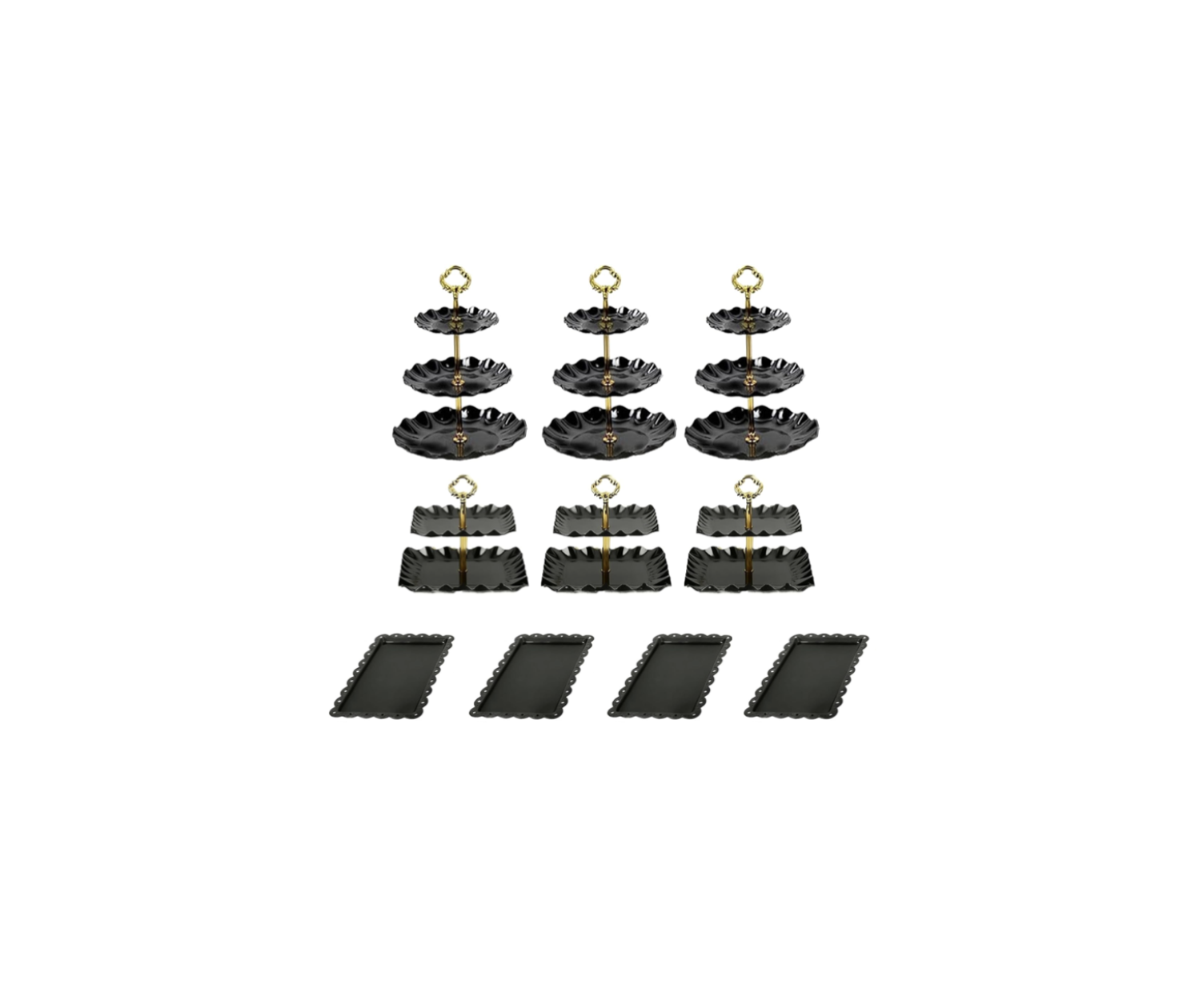 Juego de 10 bases para postres color negro