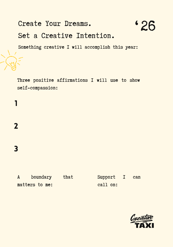 screenshot of a Create Your Dreams worksheet for a 2026 creative intention by Creative Taxi