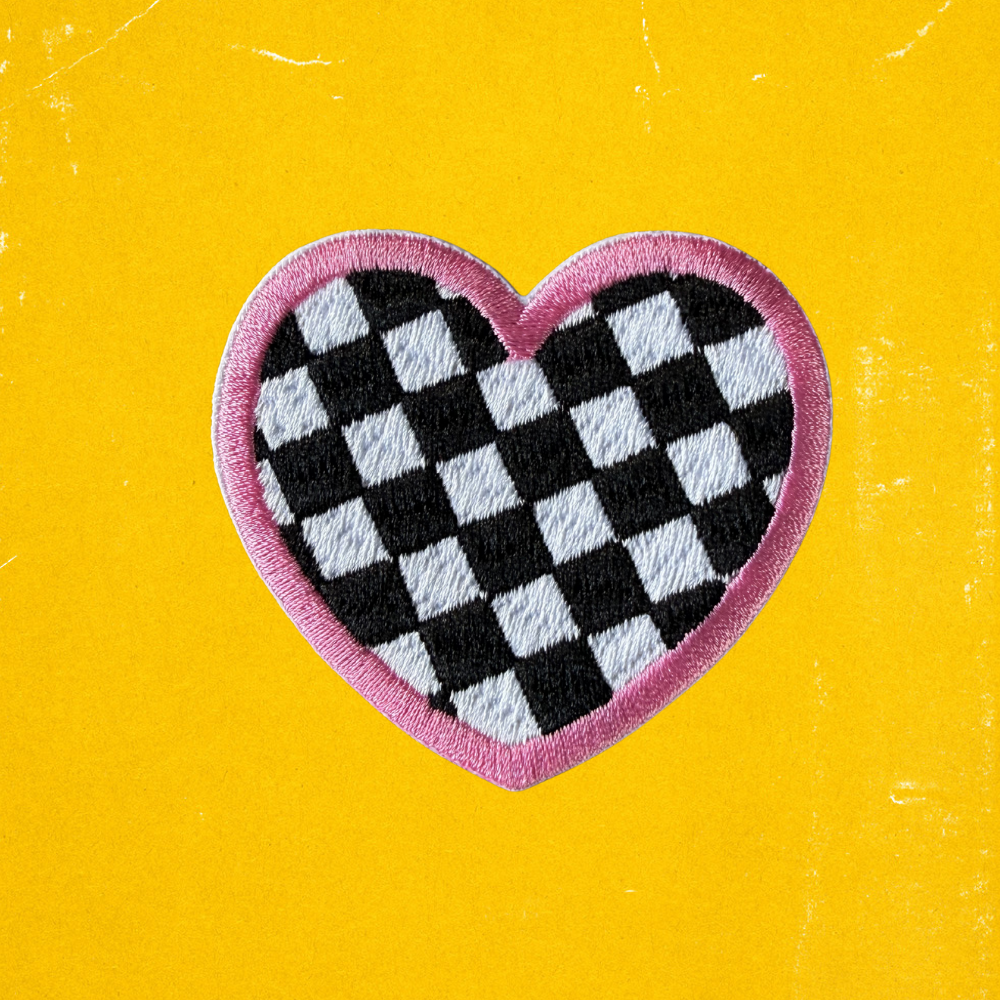 Checkered Heart Embroidered Iron-on Patch