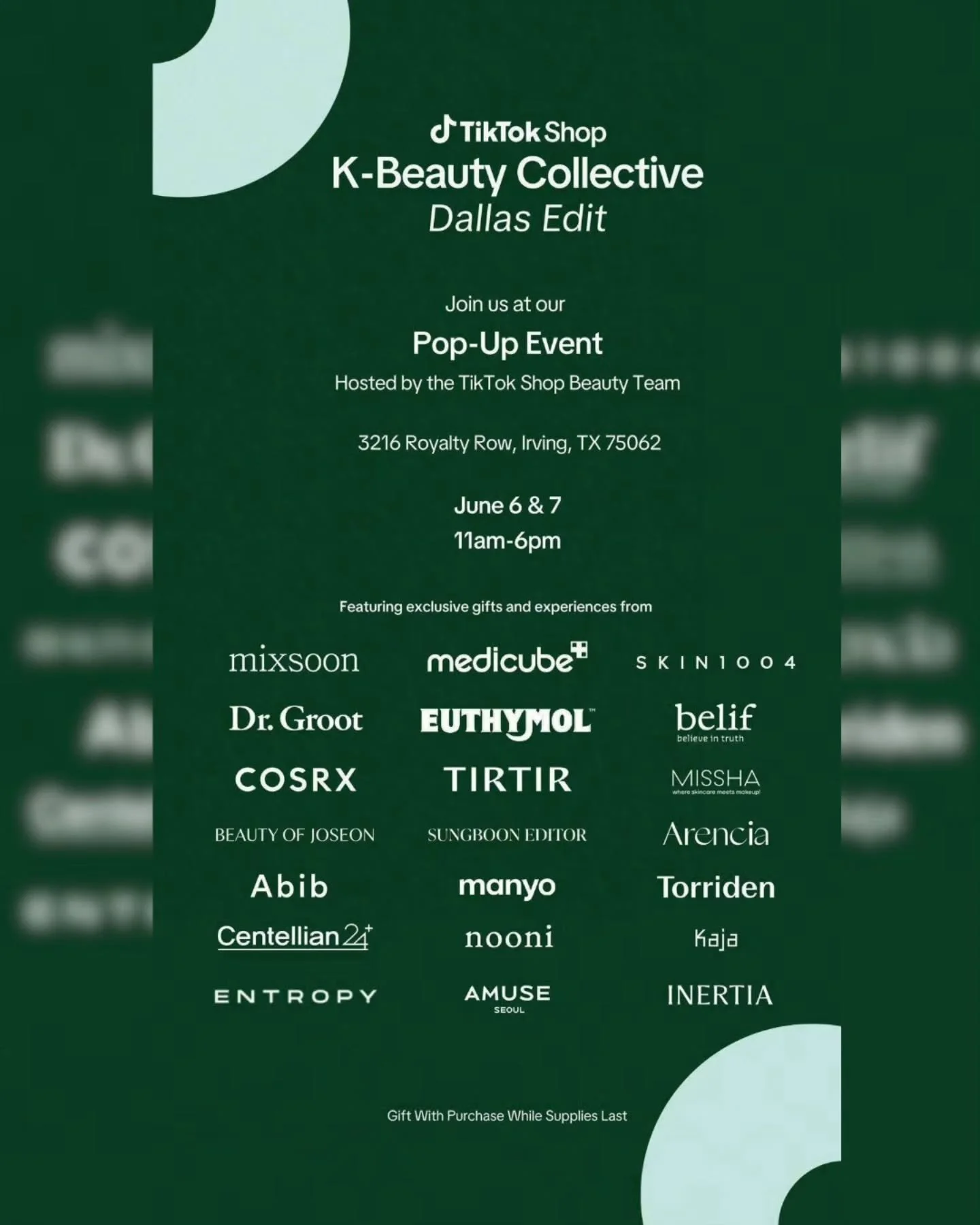 The TikTok Shop K Beauty Collective is back! ✨
 
We are bringing your favorite skincare brands to Texas. 

Join us in person from July 6 to July 7 to swatch, shop, and discover the best products. 

Hit the link to RSVP and secure your spot today! 👇?