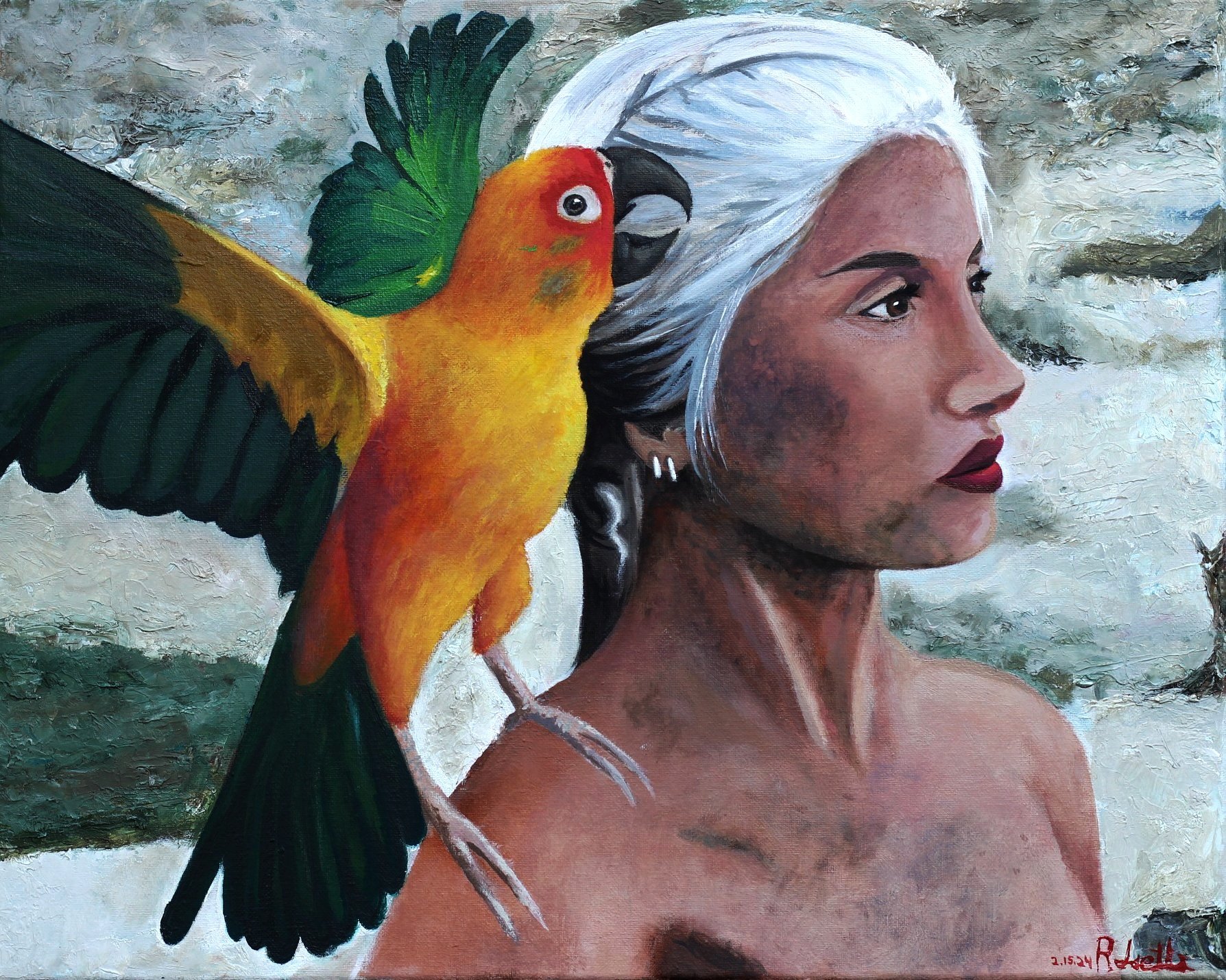 Mother of Conures | Oil on Canvas, 16 x 20 inches