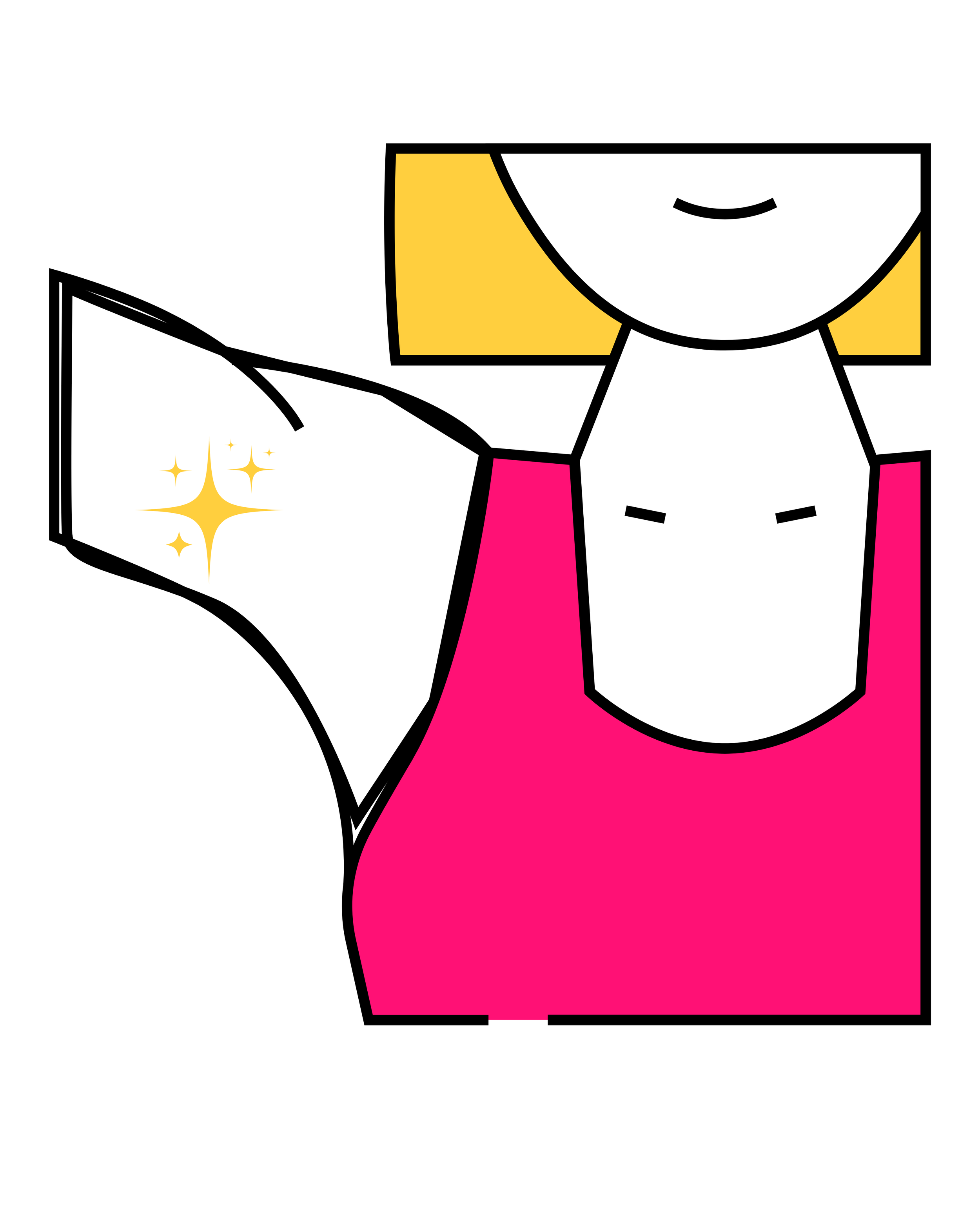 Cartoon illustration of a person with blonde hair wearing a pink shirt, holding a shiny white device with sparkles, and smiling.