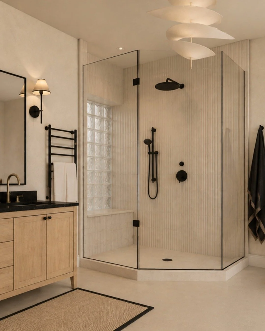 Summer is basically over and we&rsquo;ve been busy behind the scenes working away on some very exciting spaces. 

I almost never share my 3D renders or moodboards on here, so&hellip; why not start now?
A little peek at an ensuite we&rsquo;re currentl