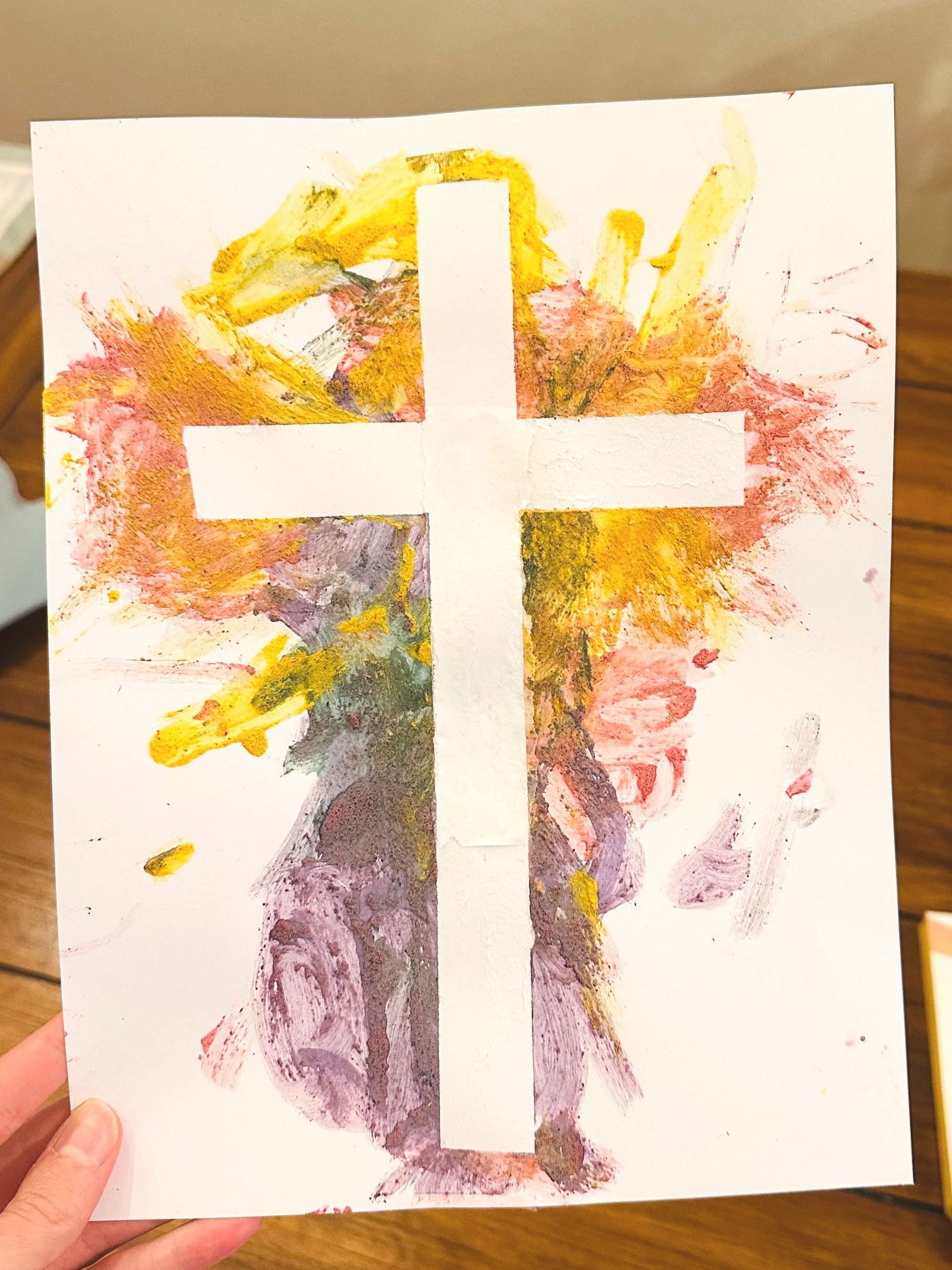 Easy Finger Painting Cross Craft for Toddlers (with nontoxic paints!)