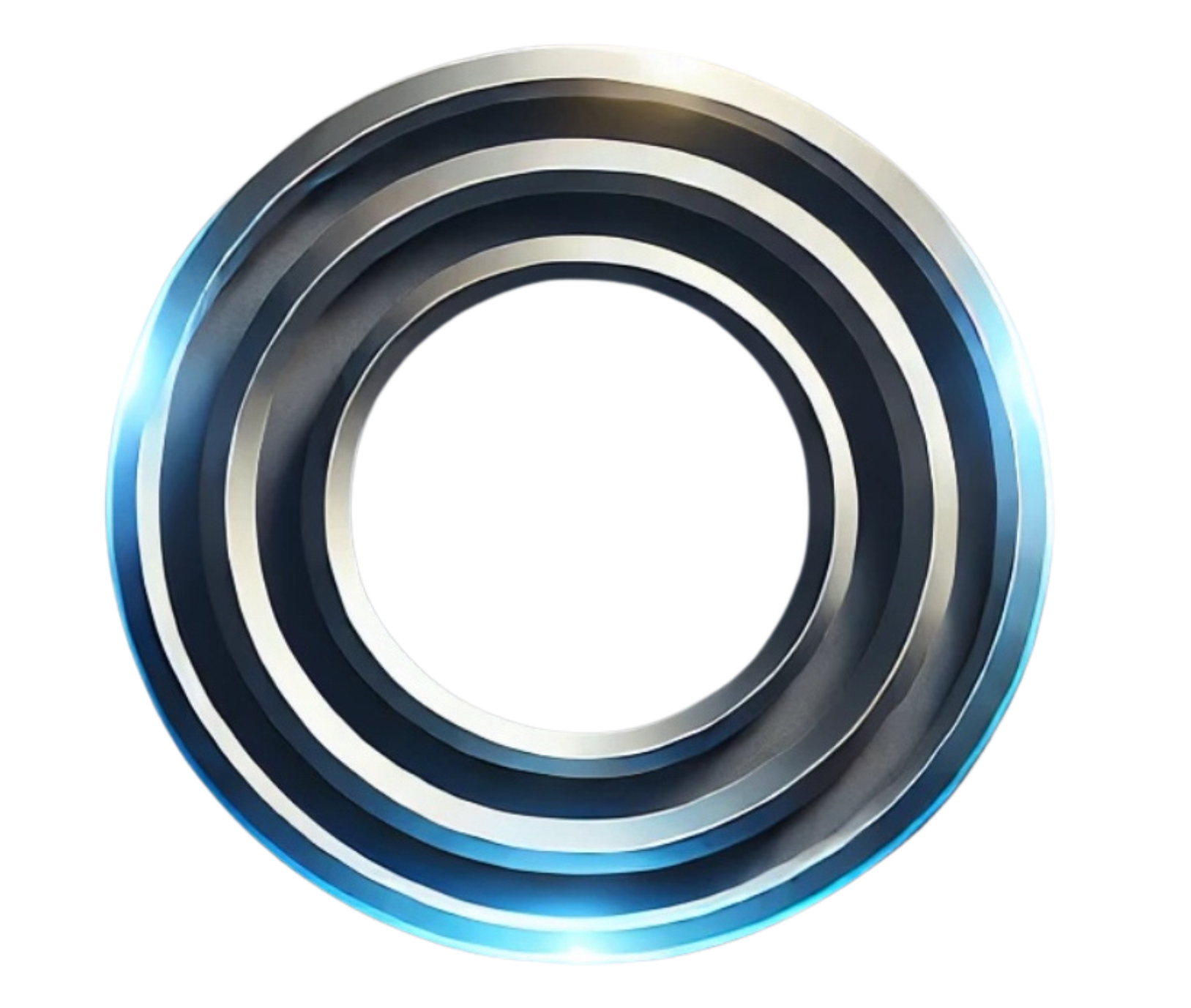 Close-up of a ball bearing with multiple concentric metallic rings.