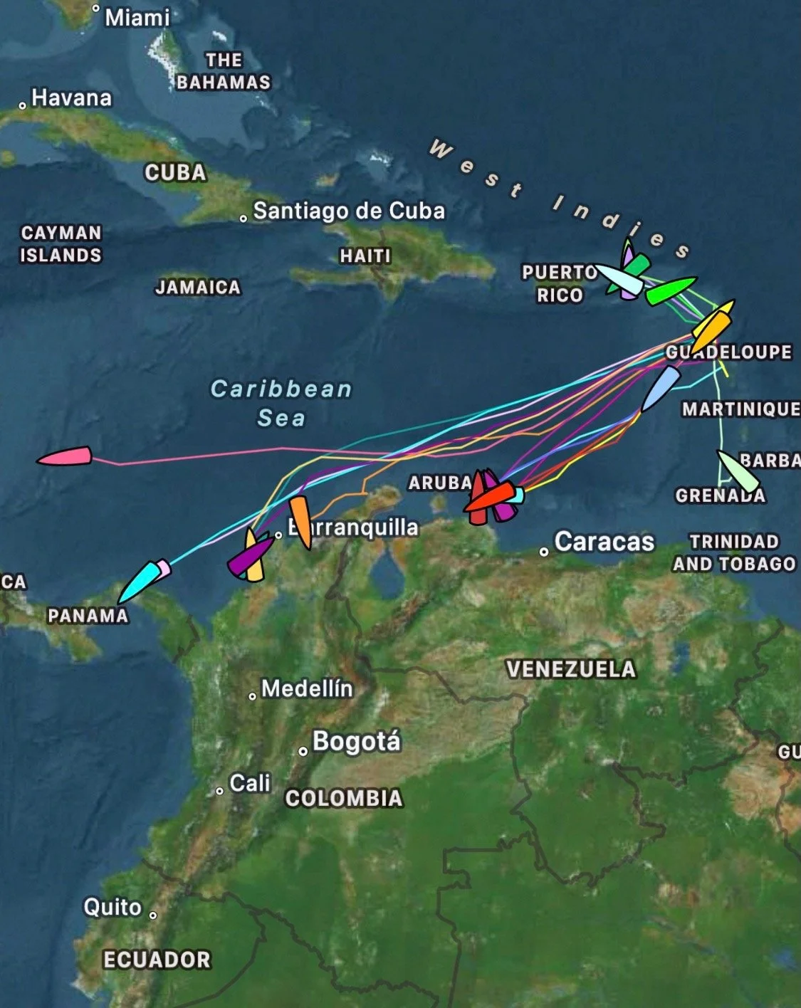  All the other boats in the fleet have scattered across the Caribbean 