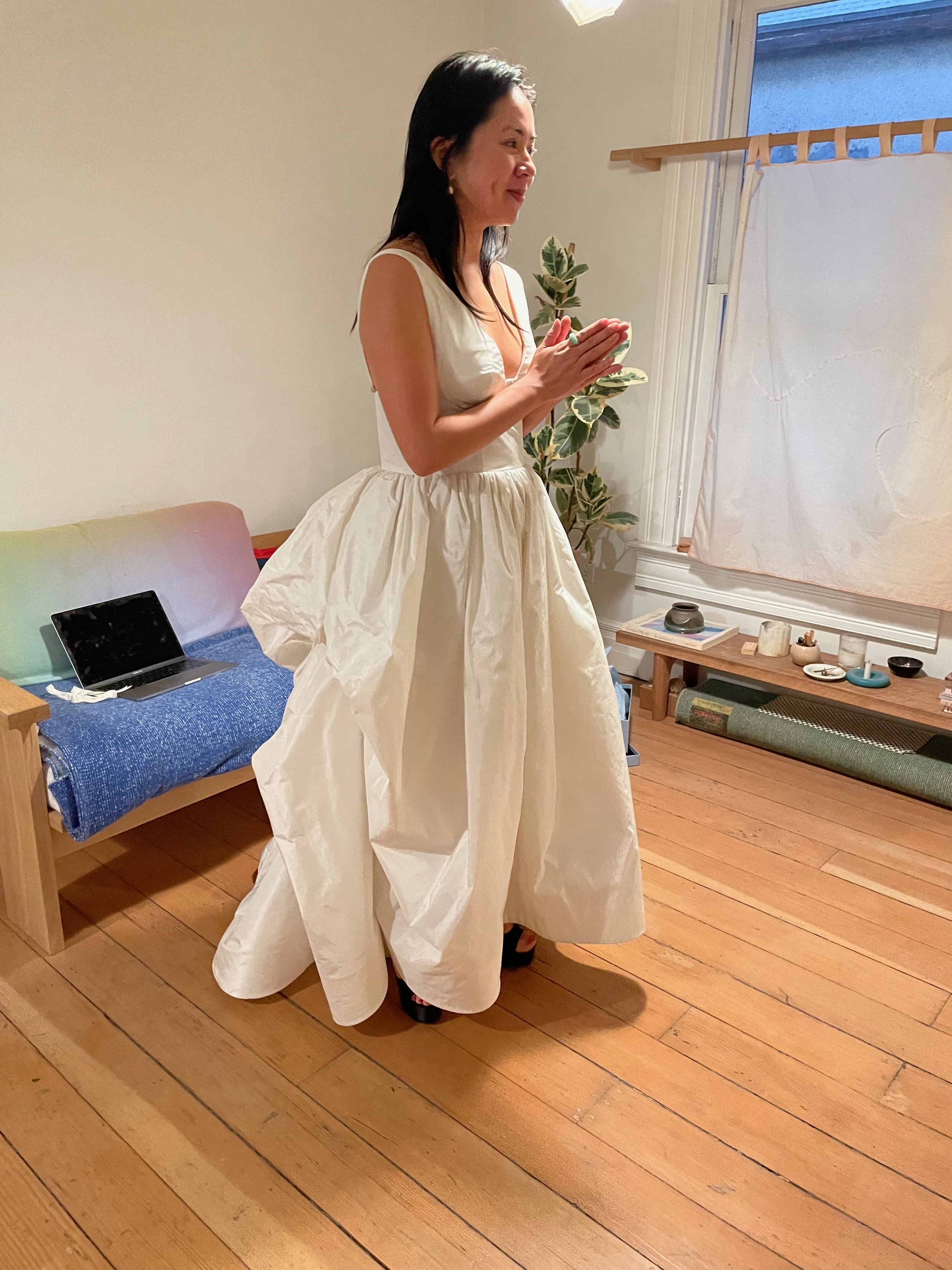 Chelsea at her dress fitting