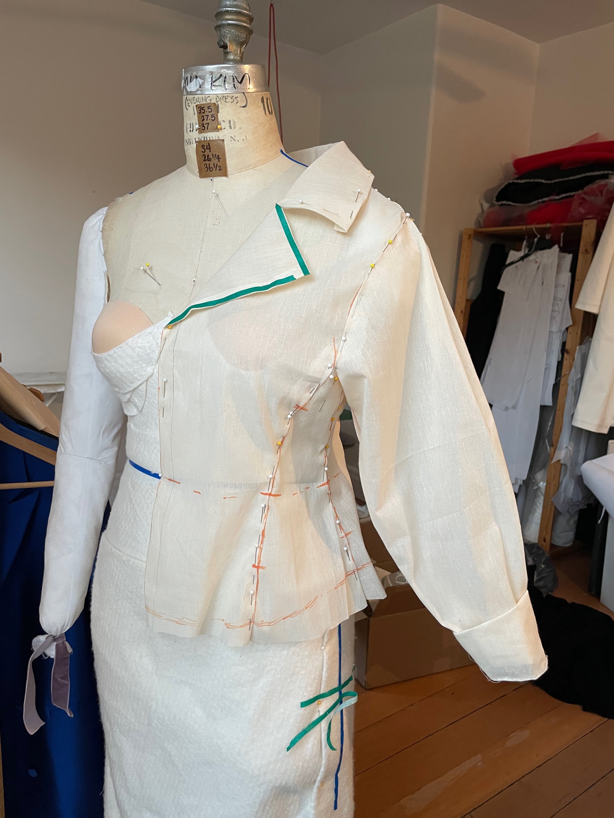 Draping the Bianca top pattern. Inspired by the way Barbie clothing floats on the doll's body.