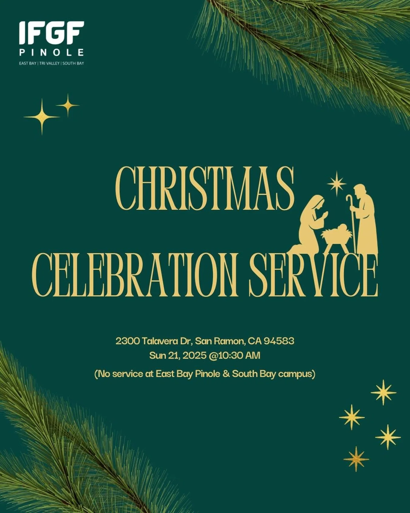 Come celebrate Christmas together this Sunday! 👶🏻🌟

📆 Sunday, Dec 21, 10:30am
📍 Tri-Valley campus (2300 Talavera Dr, San Ramon)
🌟 Light refreshments, special performance by the Sunday School kids, hope-filled conclusion of our sermon series&ldq