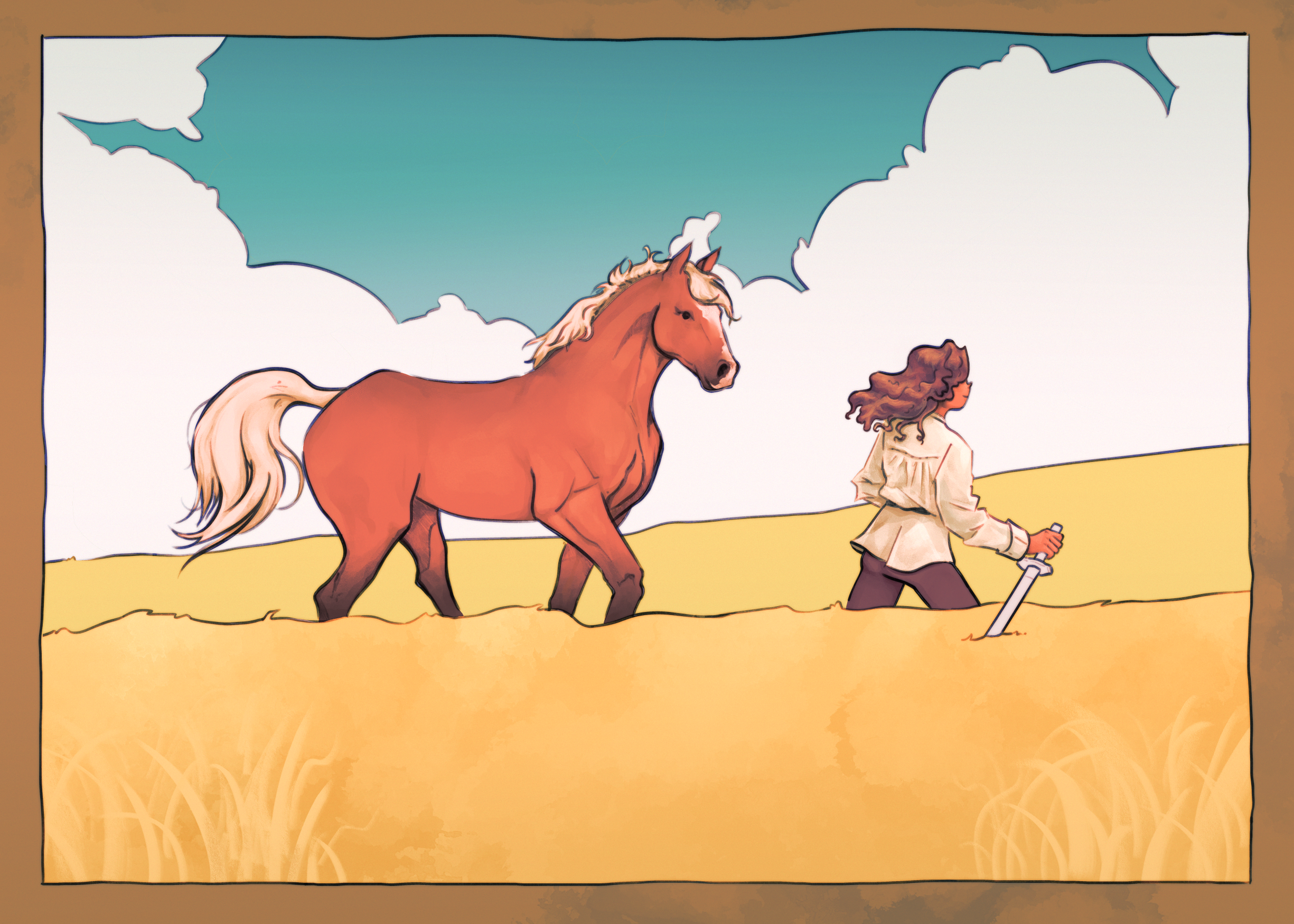 Lady knight horse girl Patreon postcard for website.png