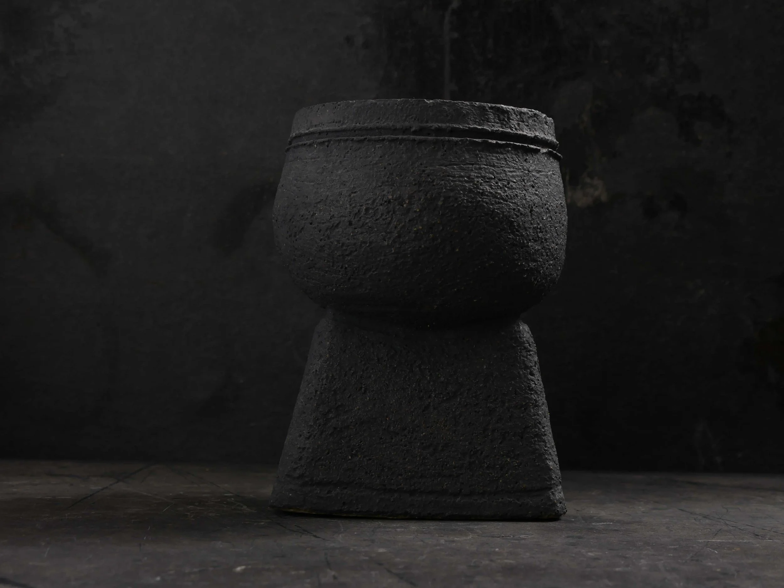 unique sculptural black art object by Andy van Vliet