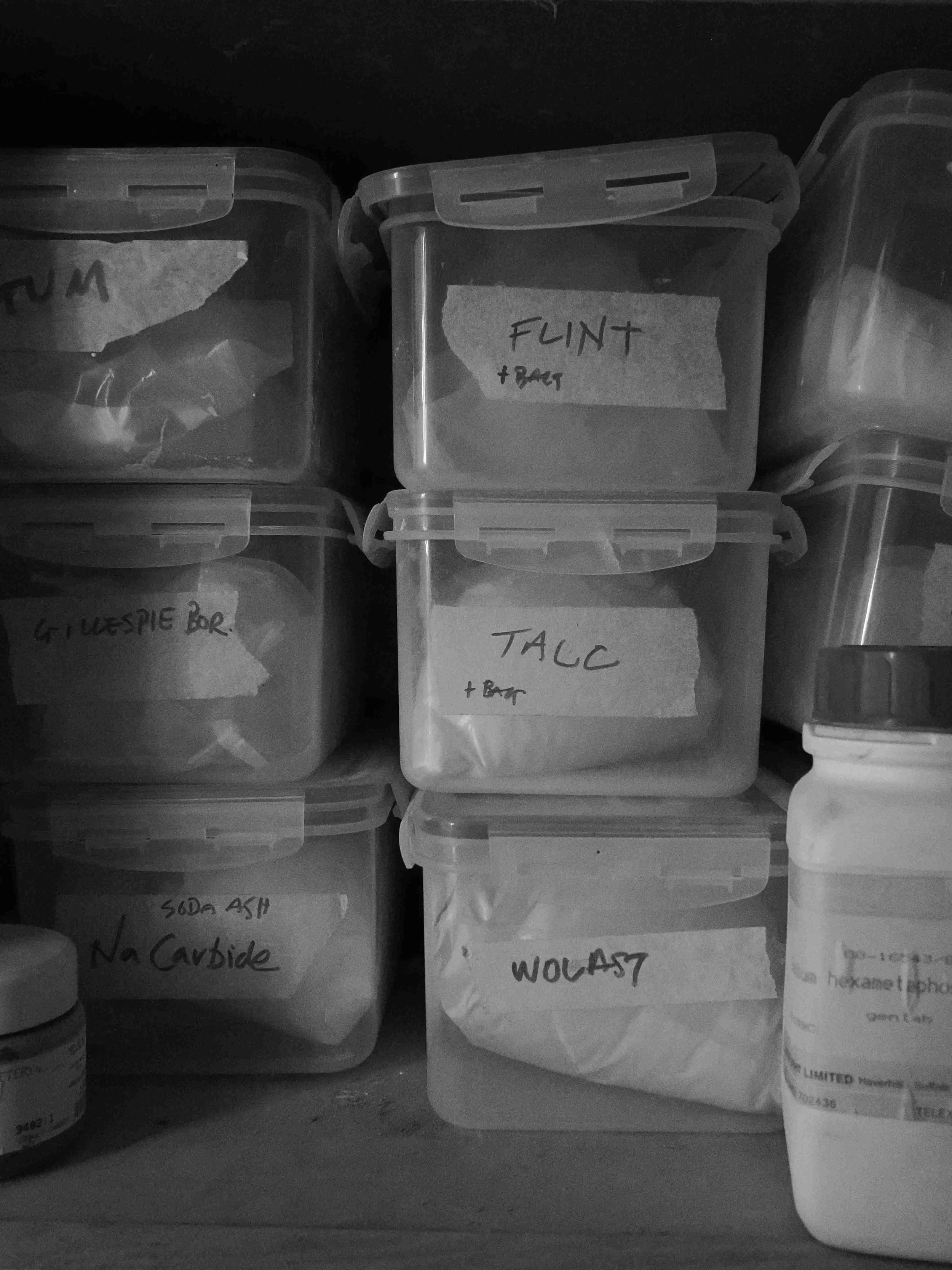 ingredients used to make glazes in the sudio