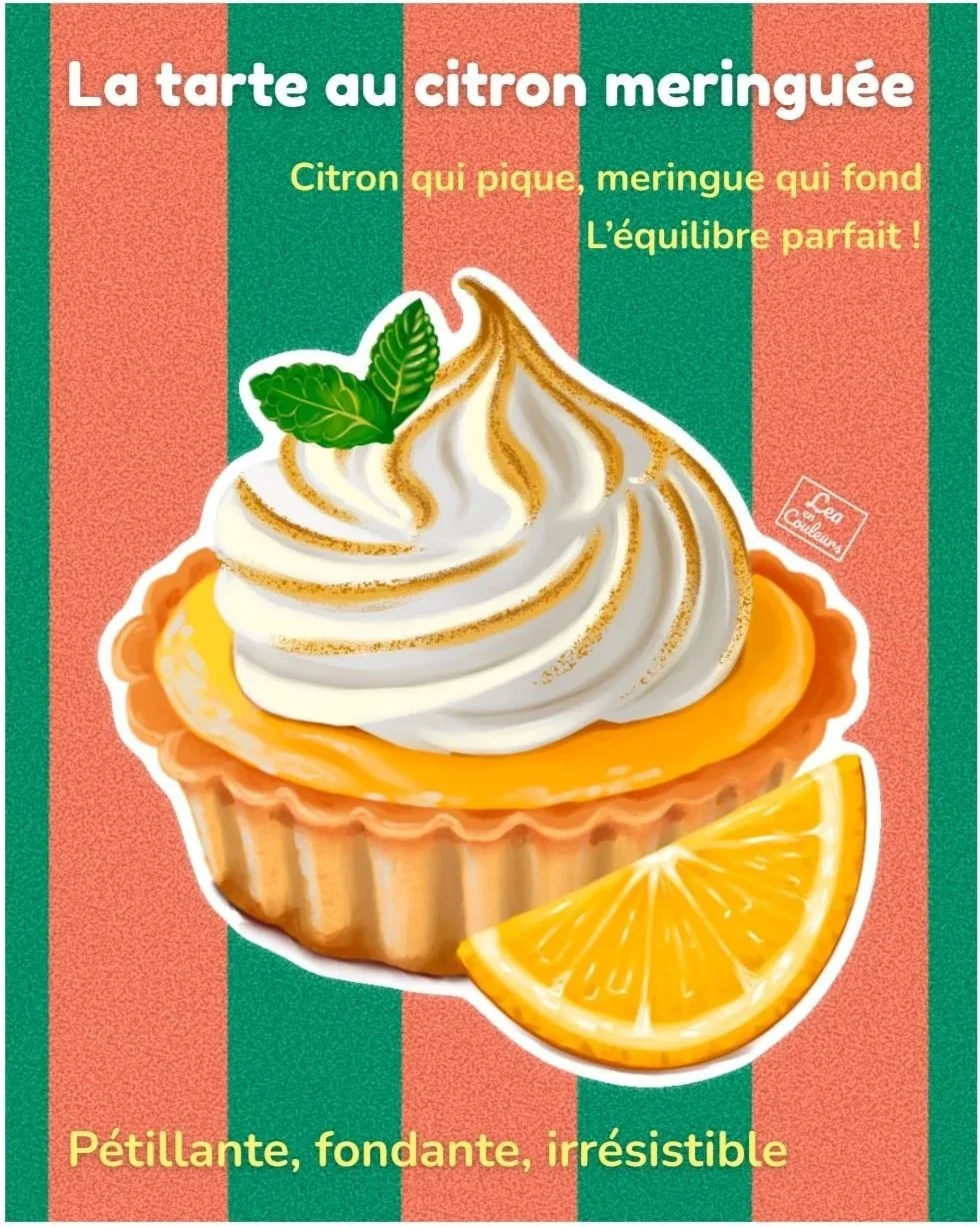 Lea en Couleurs - illustration - tarte au citron meringuée