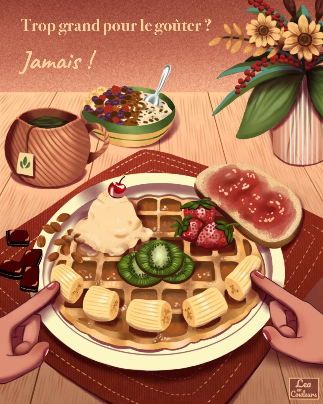 Illustration cozy / Goûter coloré