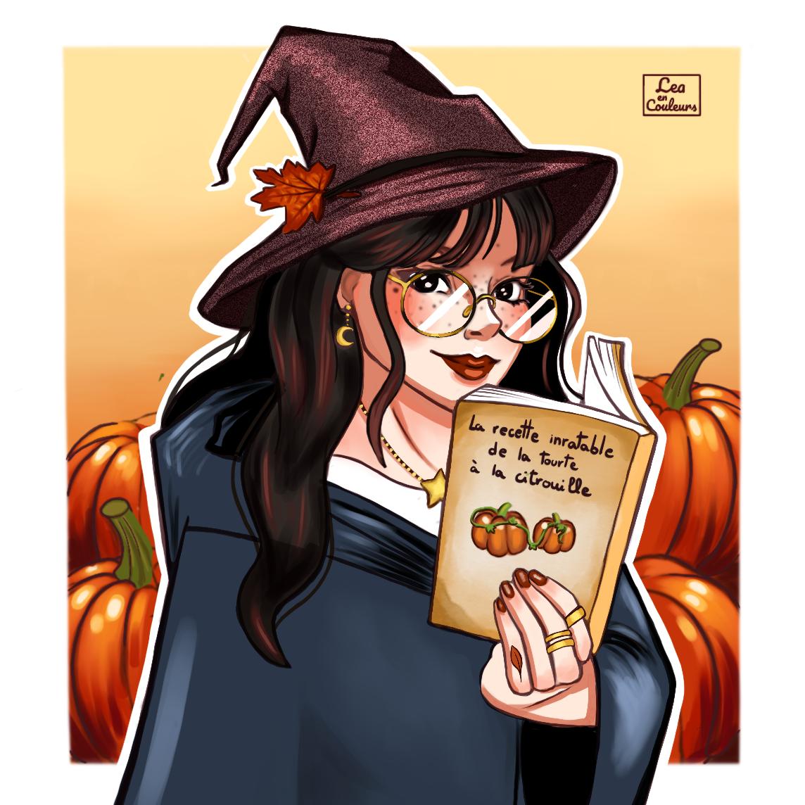 Illustration - Lea en Couleurs - la petite sorcière - automne