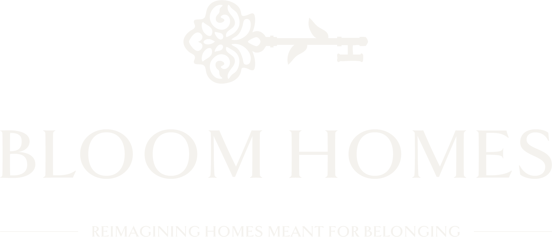 Bloom Homes logo with a stylized flower above the text and tagline 'Reimagining Homes for Belonging'