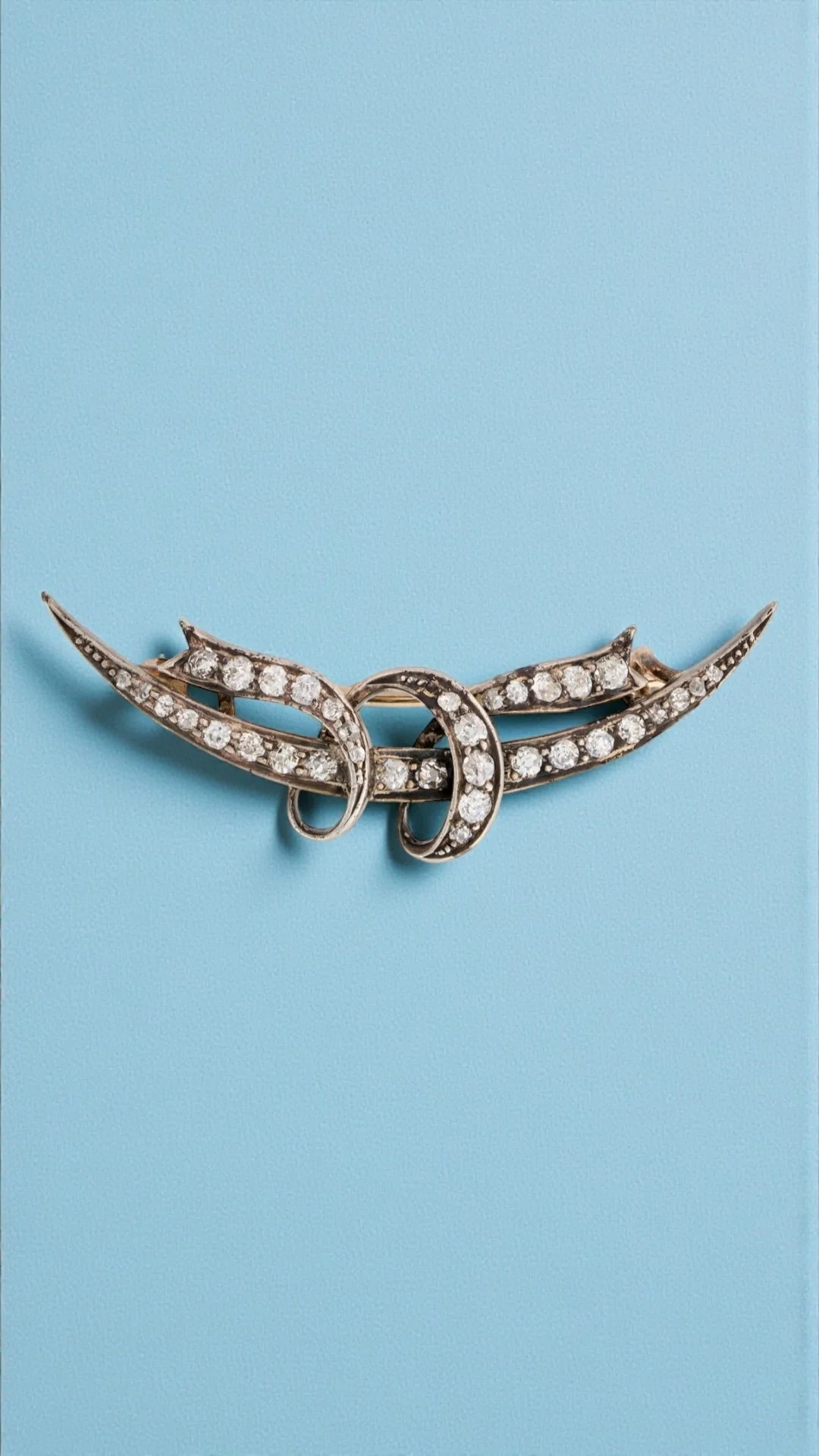 Antique Diamond Crescent Moon Brooch, Late 19th Century