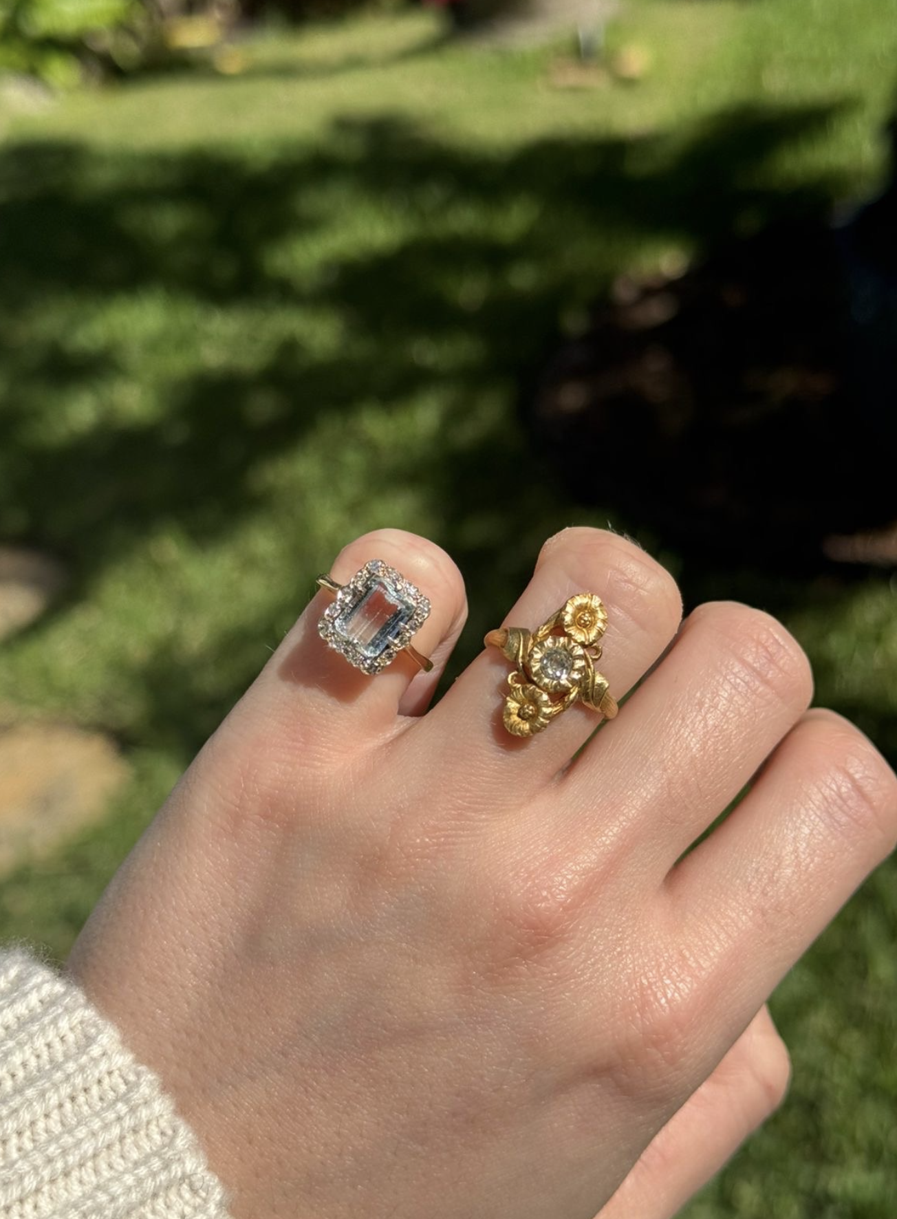 Aquamarine and Diamond Ring in 18ct Gold