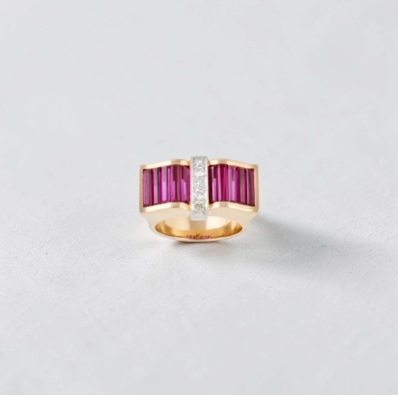 A striking vintage ruby and diamond ring