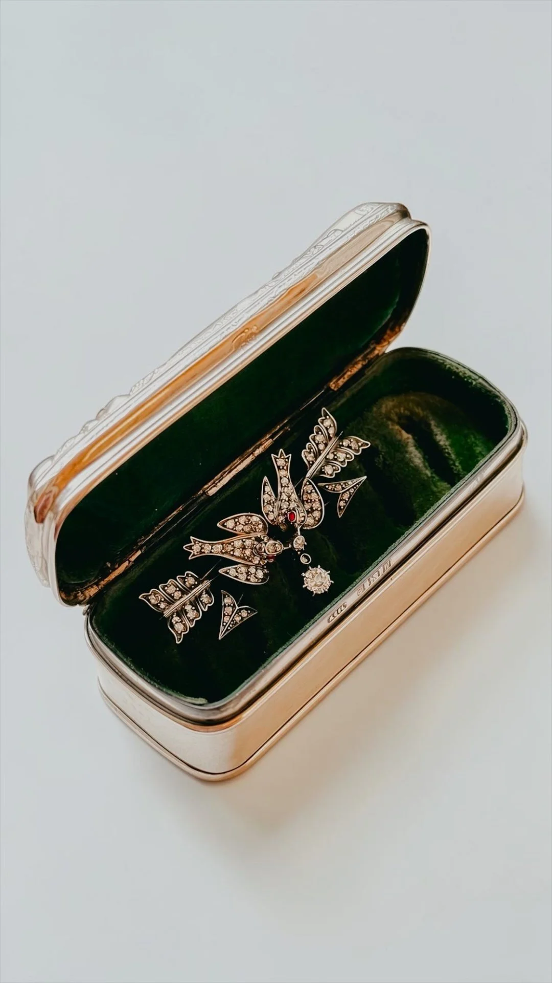 Antique French Diamond & Ruby Dove Brooch (c. 1880s)