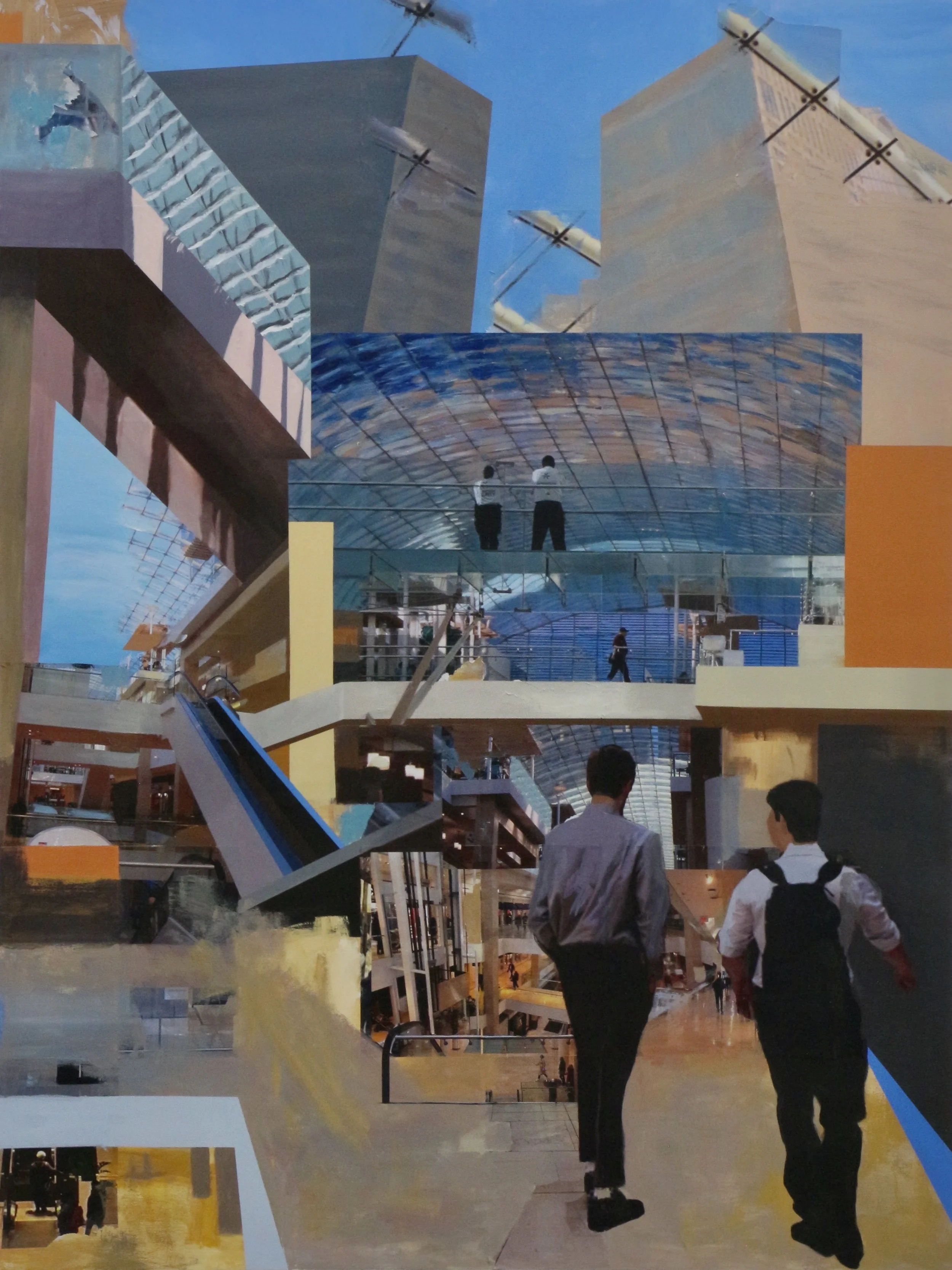 "Lookouts";
Acrylic paint and photo collage on canvas;
96x72 inches;
2023